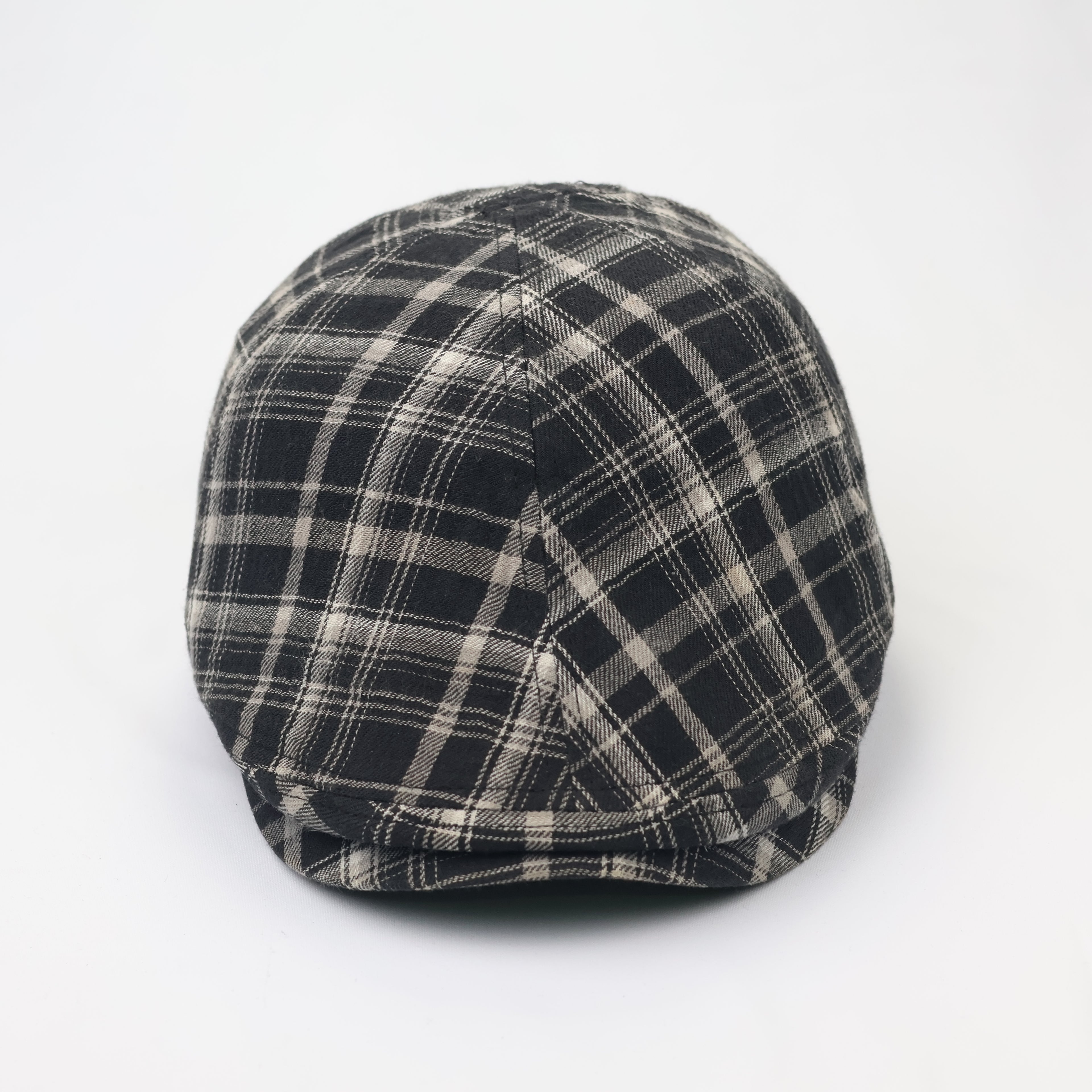 Cotton Plaid Driving Cap – Thrifted Newsboy Style Flat Hat