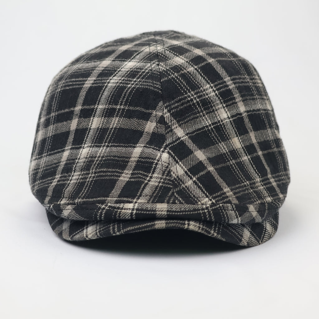 Cotton Plaid Driving Cap – Thrifted Newsboy Style Flat Hat