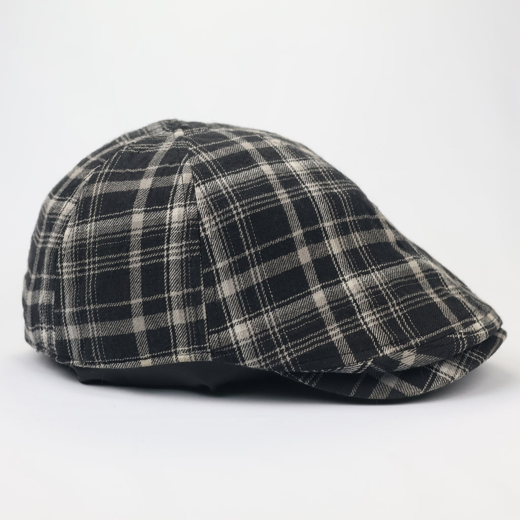 Cotton Plaid Driving Cap – Thrifted Newsboy Style Flat Hat