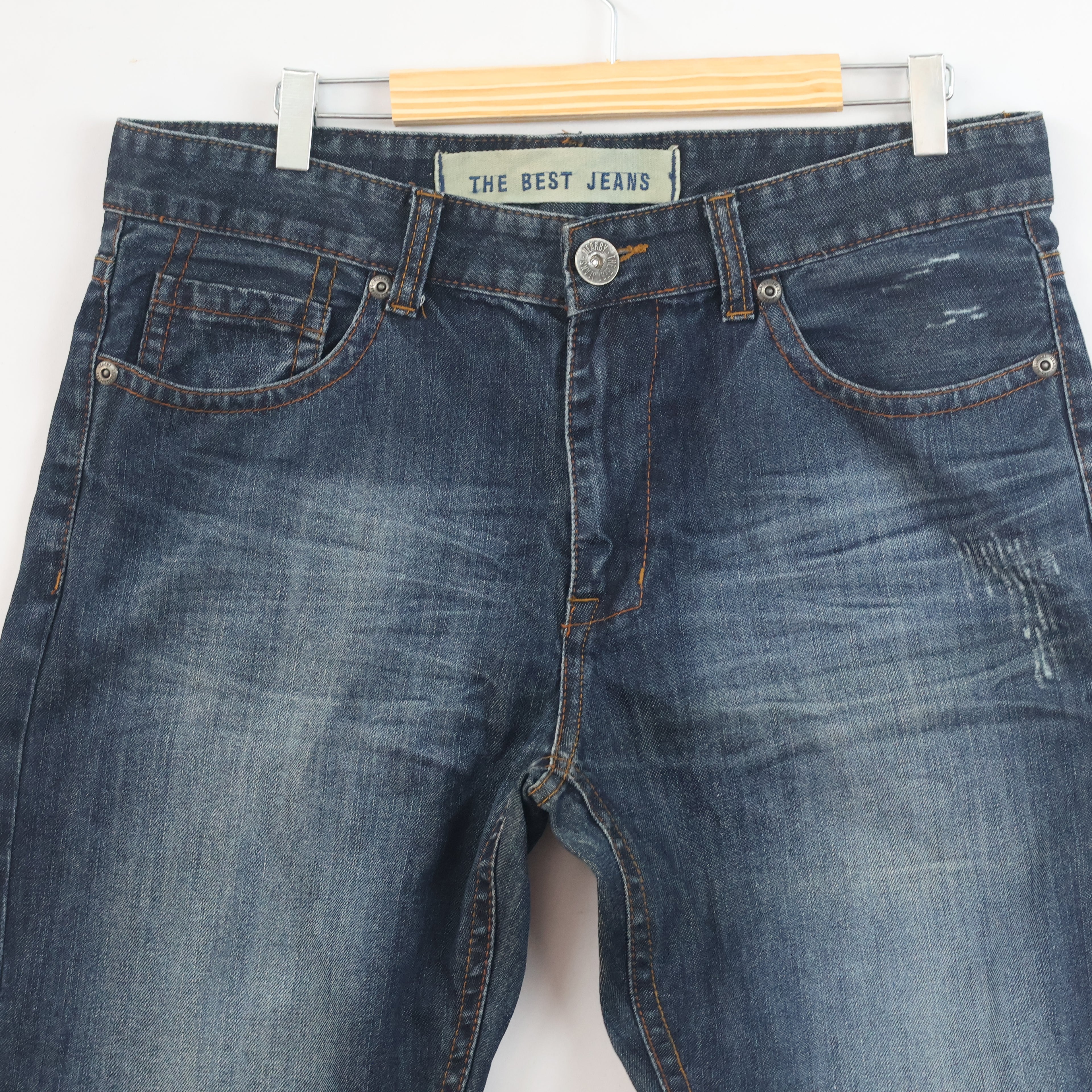 Thrifted Men's Dark Blue Straight Leg Jeans 34-36 Waist/ J1032