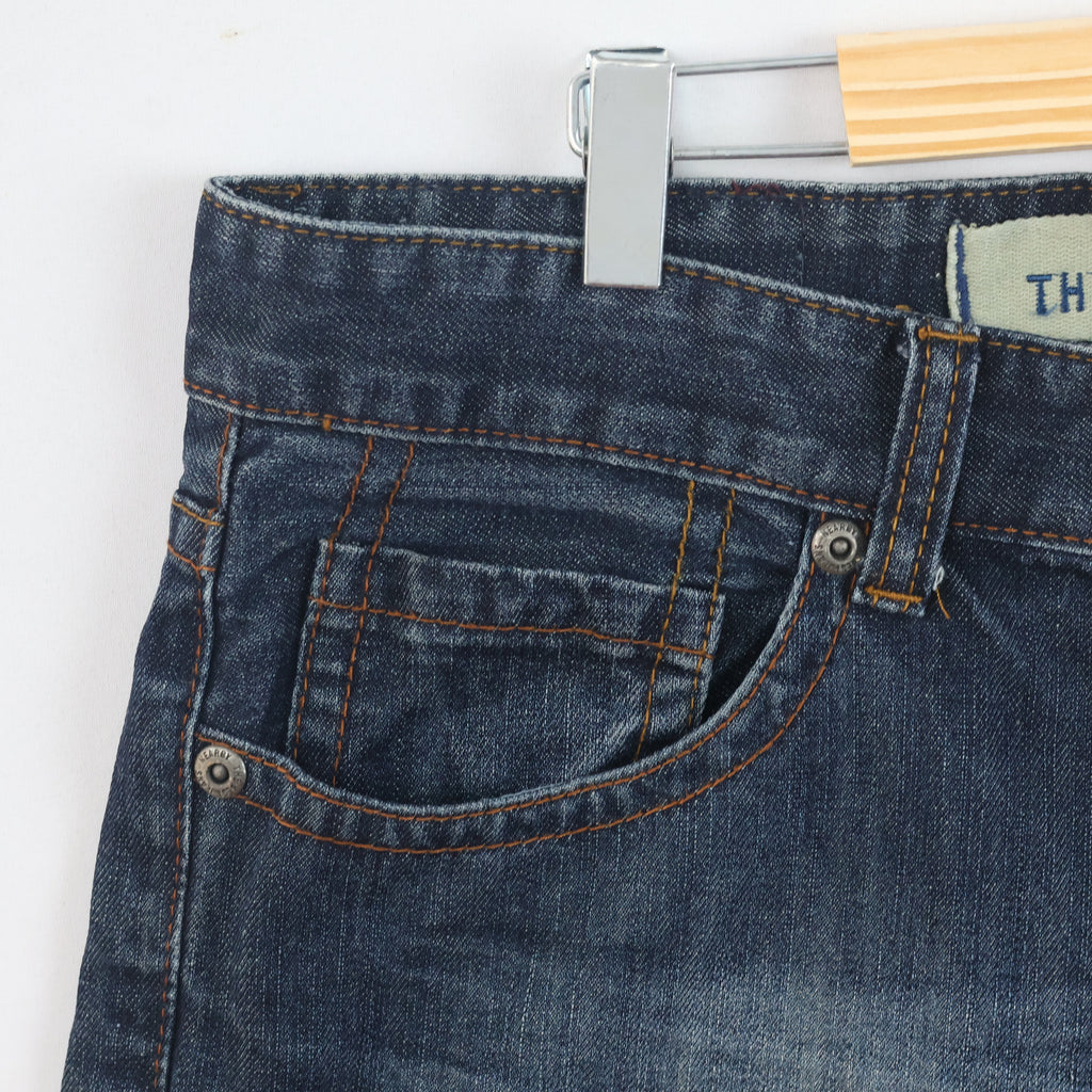 Thrifted Men's Dark Blue Straight Leg Jeans 34-36 Waist/ J1032