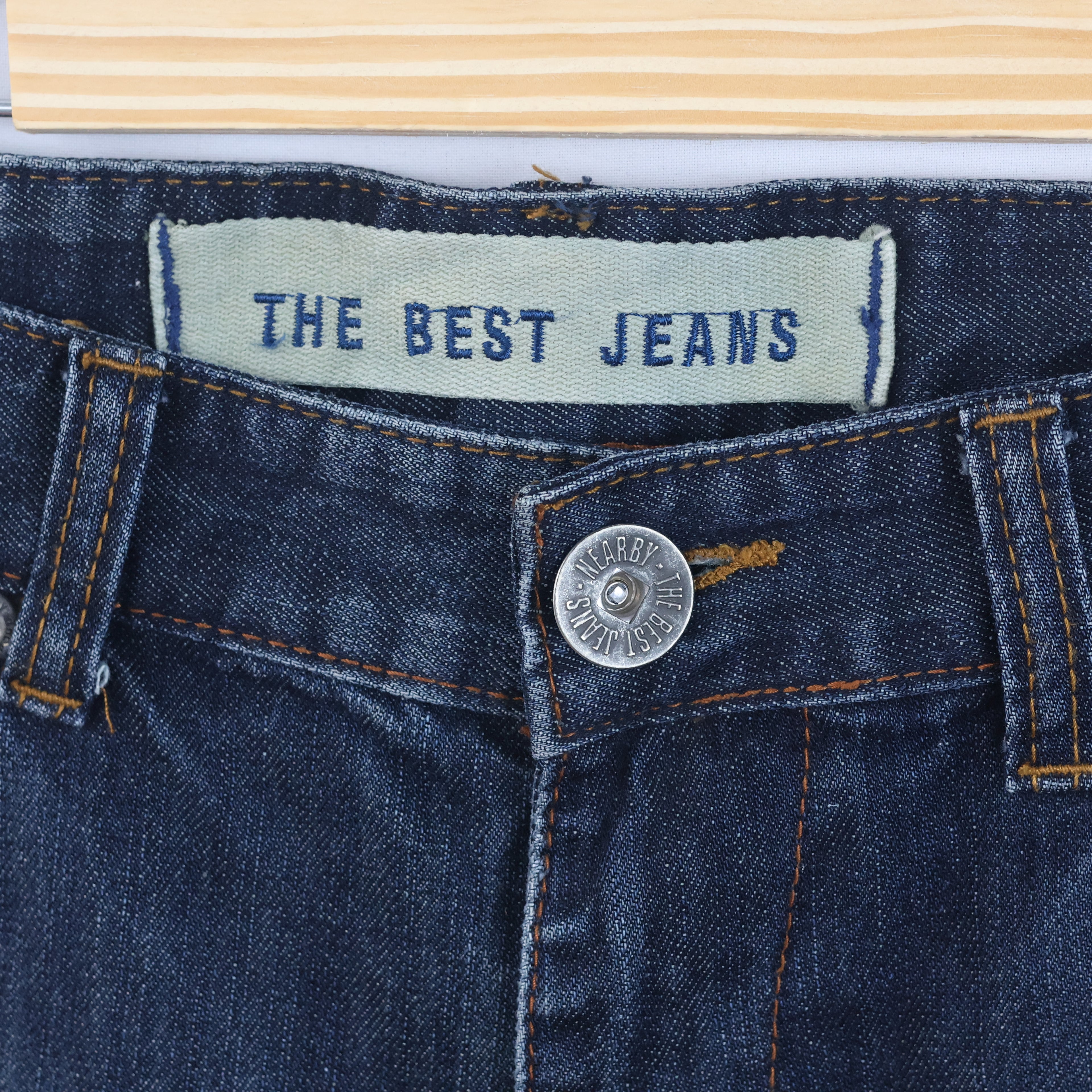 Thrifted Men's Dark Blue Straight Leg Jeans 34-36 Waist/ J1032