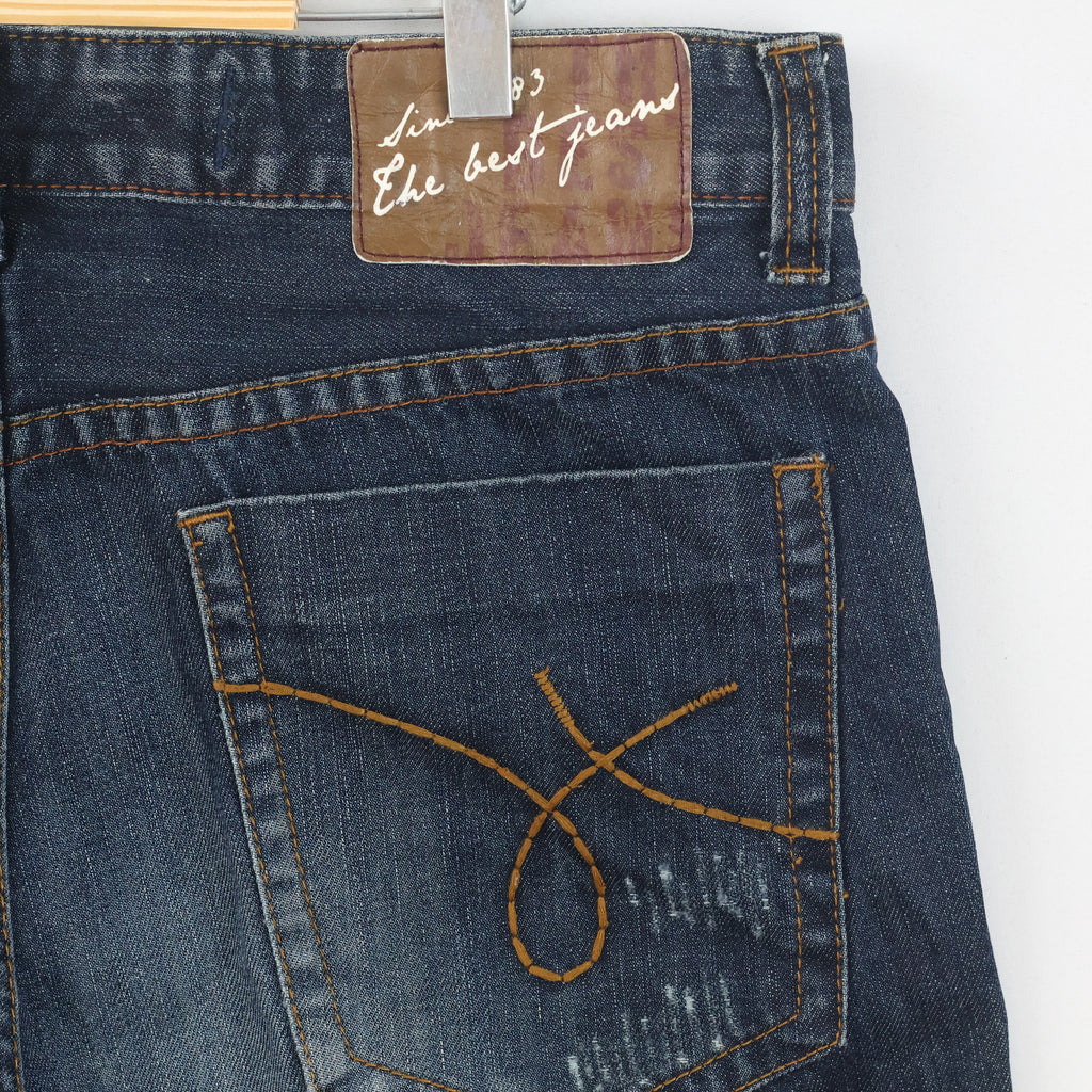 Thrifted Men's Dark Blue Straight Leg Jeans 34-36 Waist/ J1032
