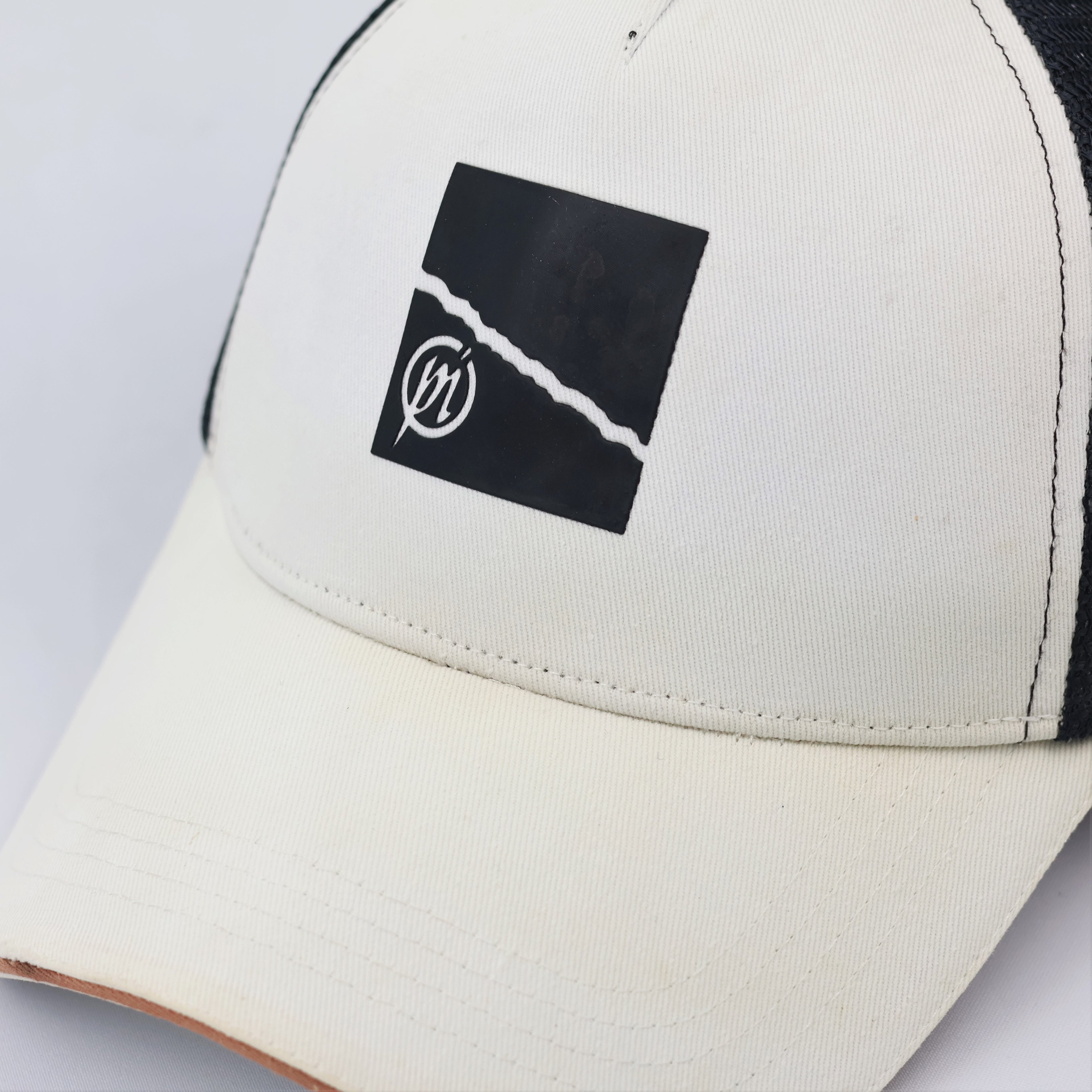 Preston Innovations Off-White & Black Mesh Trucker Cap
