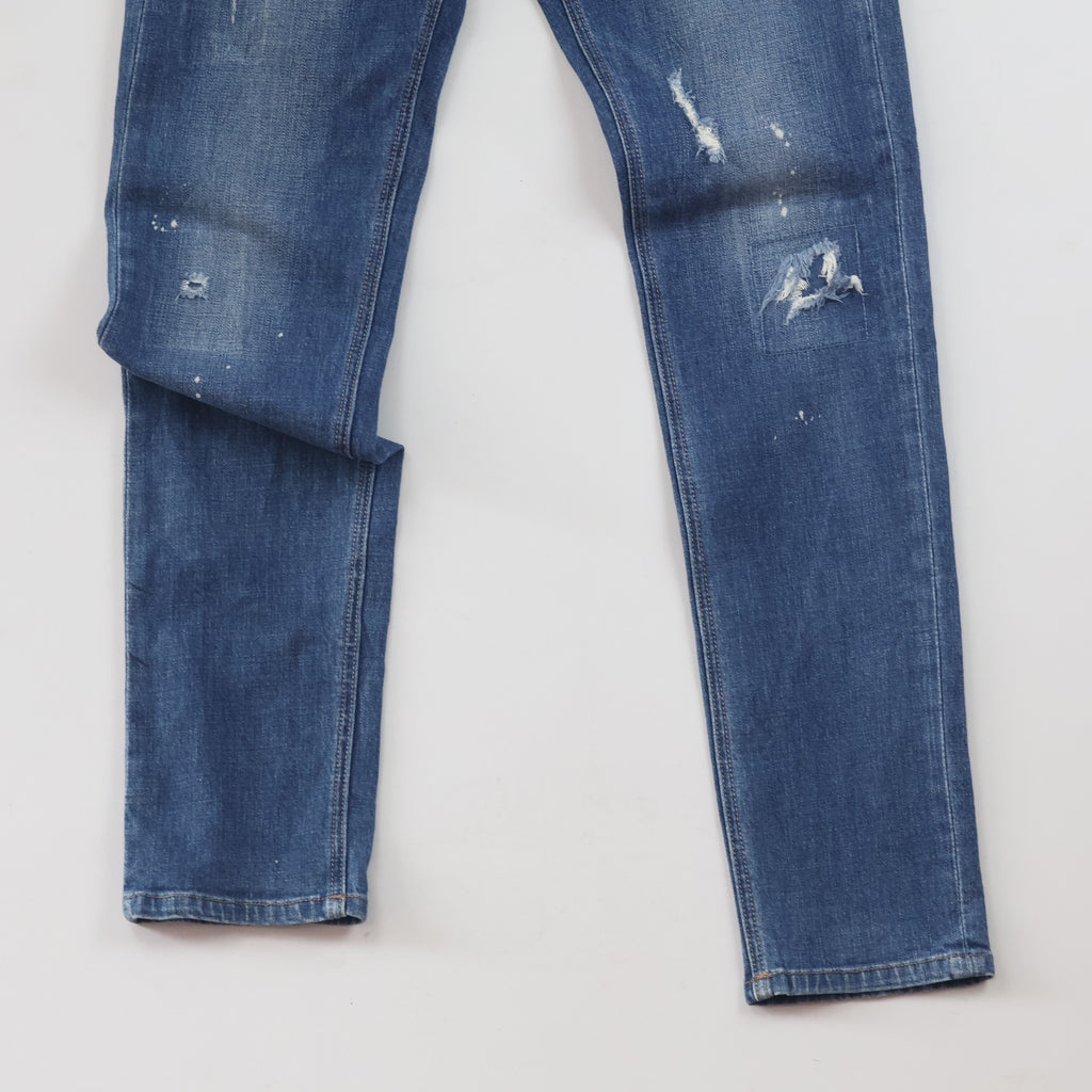 Thrifted Frank Stone Men's Ripped Blue Slim Jeans 32 Waist/ J1030