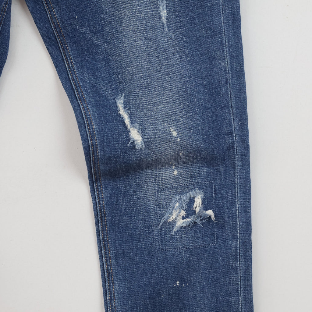 Thrifted Frank Stone Men's Ripped Blue Slim Jeans 32 Waist/ J1030