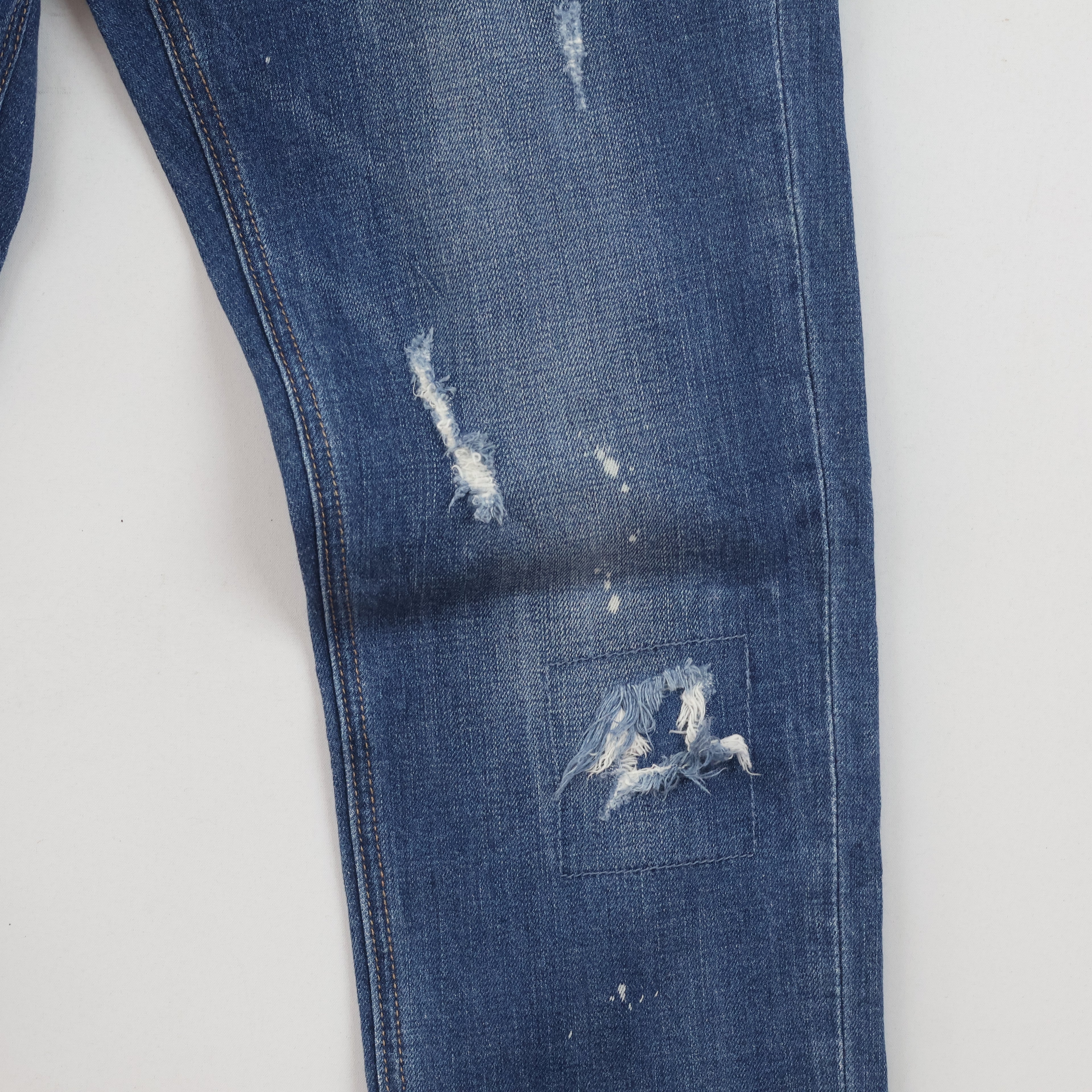 Thrifted Frank Stone Men's Ripped Blue Slim Jeans 32 Waist/ J1030