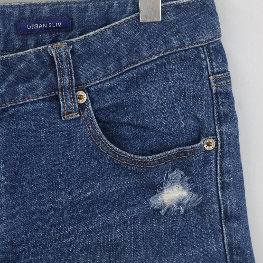 Thrifted Frank Stone Men's Ripped Blue Slim Jeans 32 Waist/ J1030