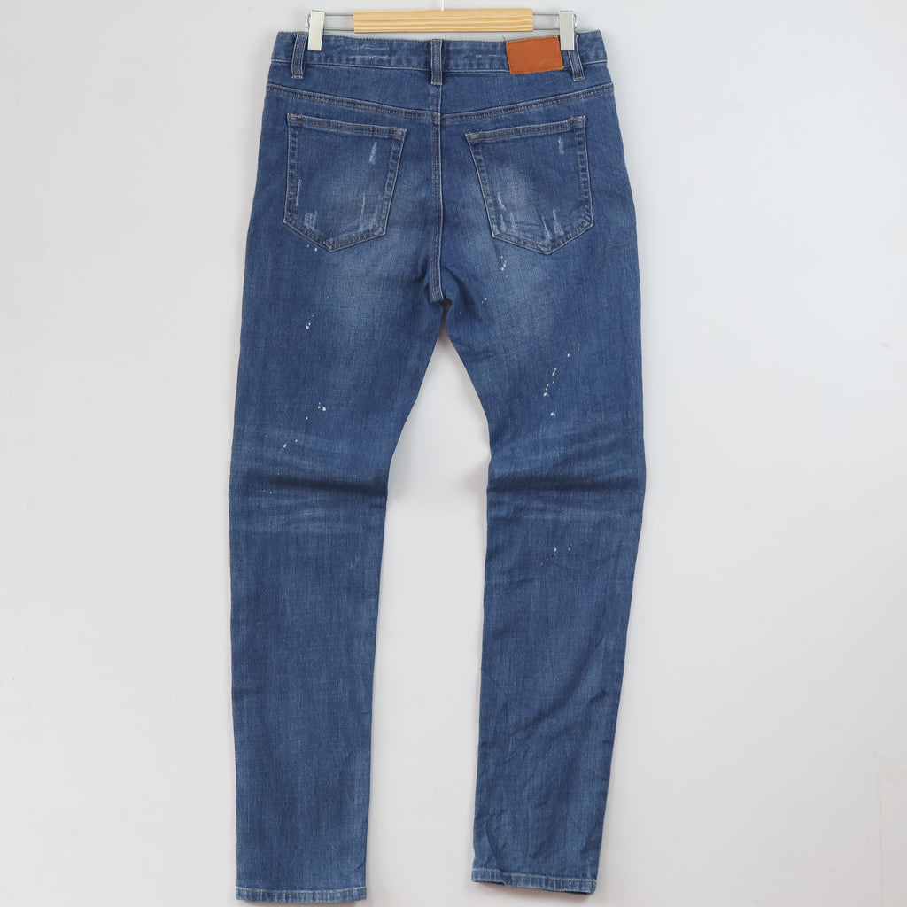 Thrifted Frank Stone Men's Ripped Blue Slim Jeans 32 Waist/ J1030
