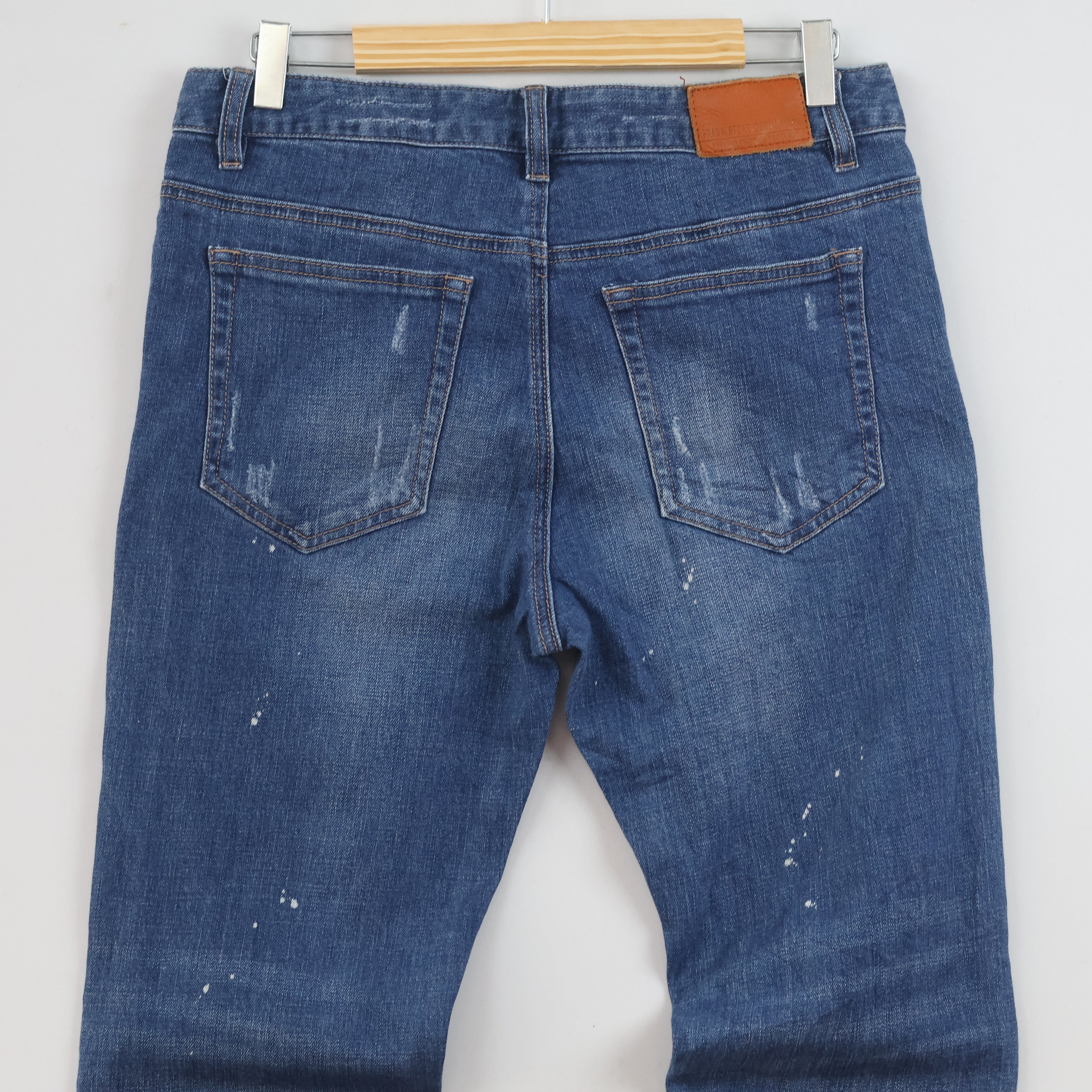 Thrifted Frank Stone Men's Ripped Blue Slim Jeans 32 Waist/ J1030
