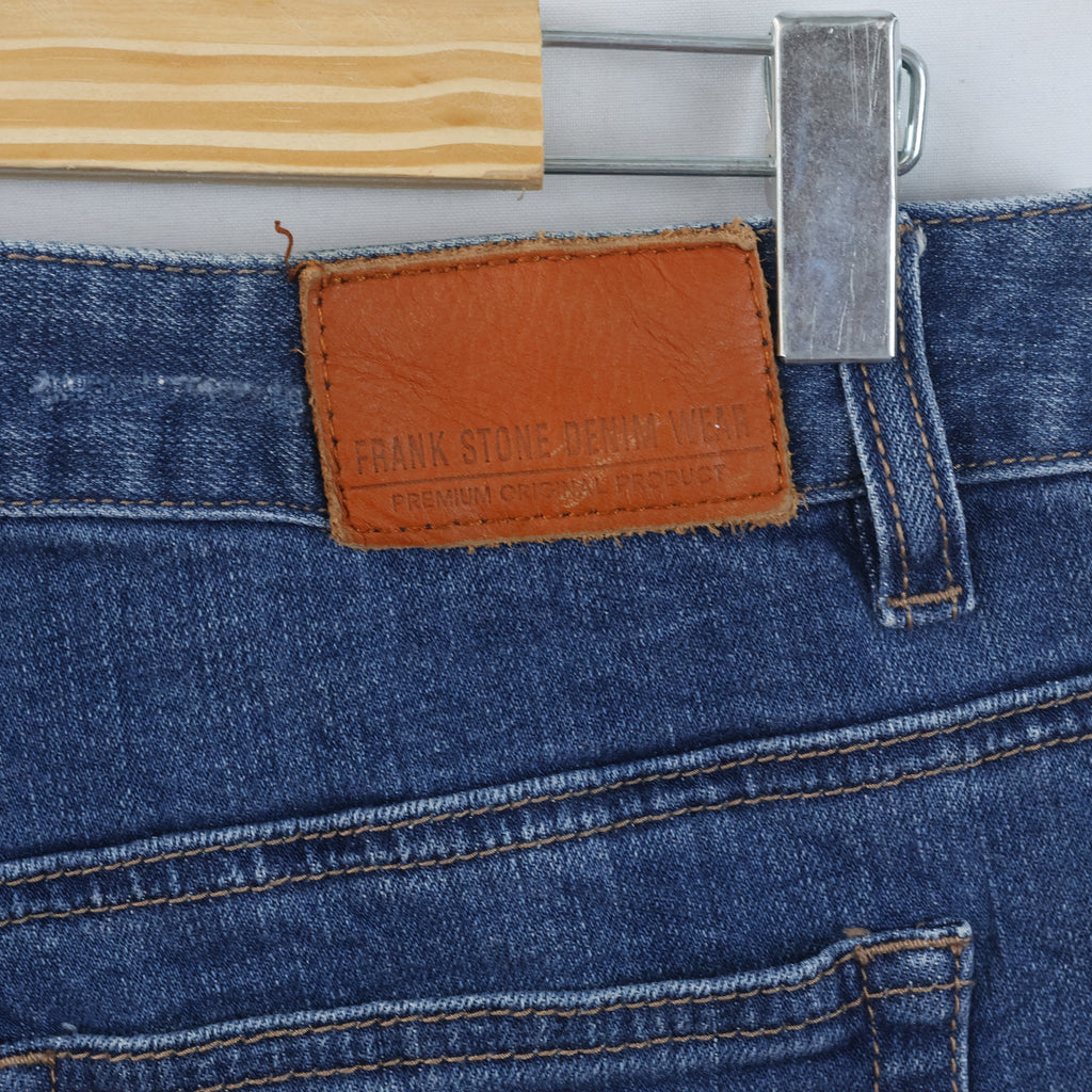 Thrifted Frank Stone Men's Ripped Blue Slim Jeans 32 Waist/ J1030