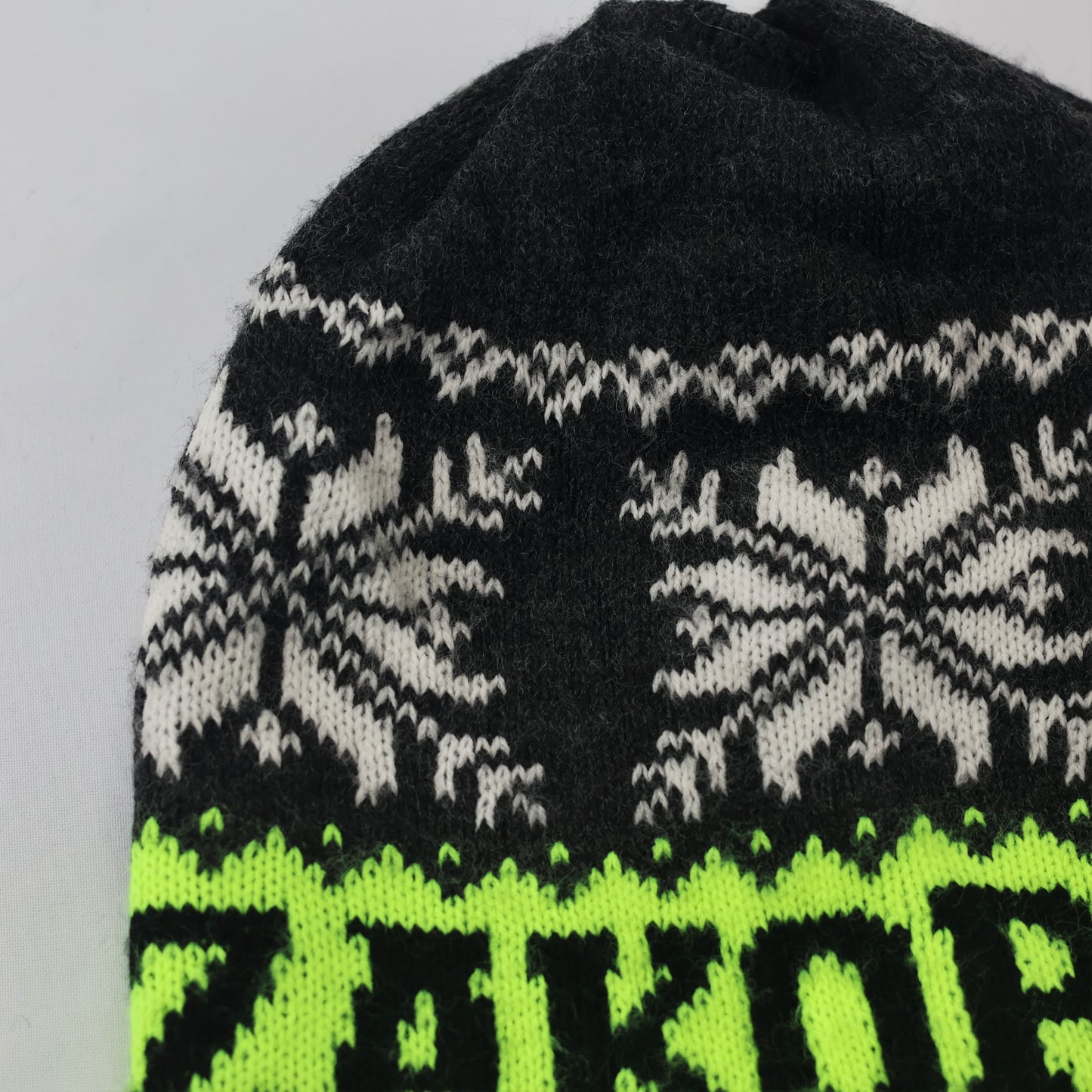 Zakopane Poland Souvenir Thrifted Beanie – Black & White Embroidered Winter Hat