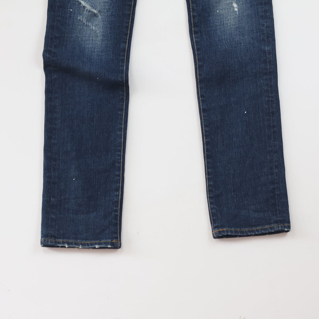 Thrifted PLAC Men's Deep Indigo Blue Ripped Jeans 30-32 Waist/ J1026