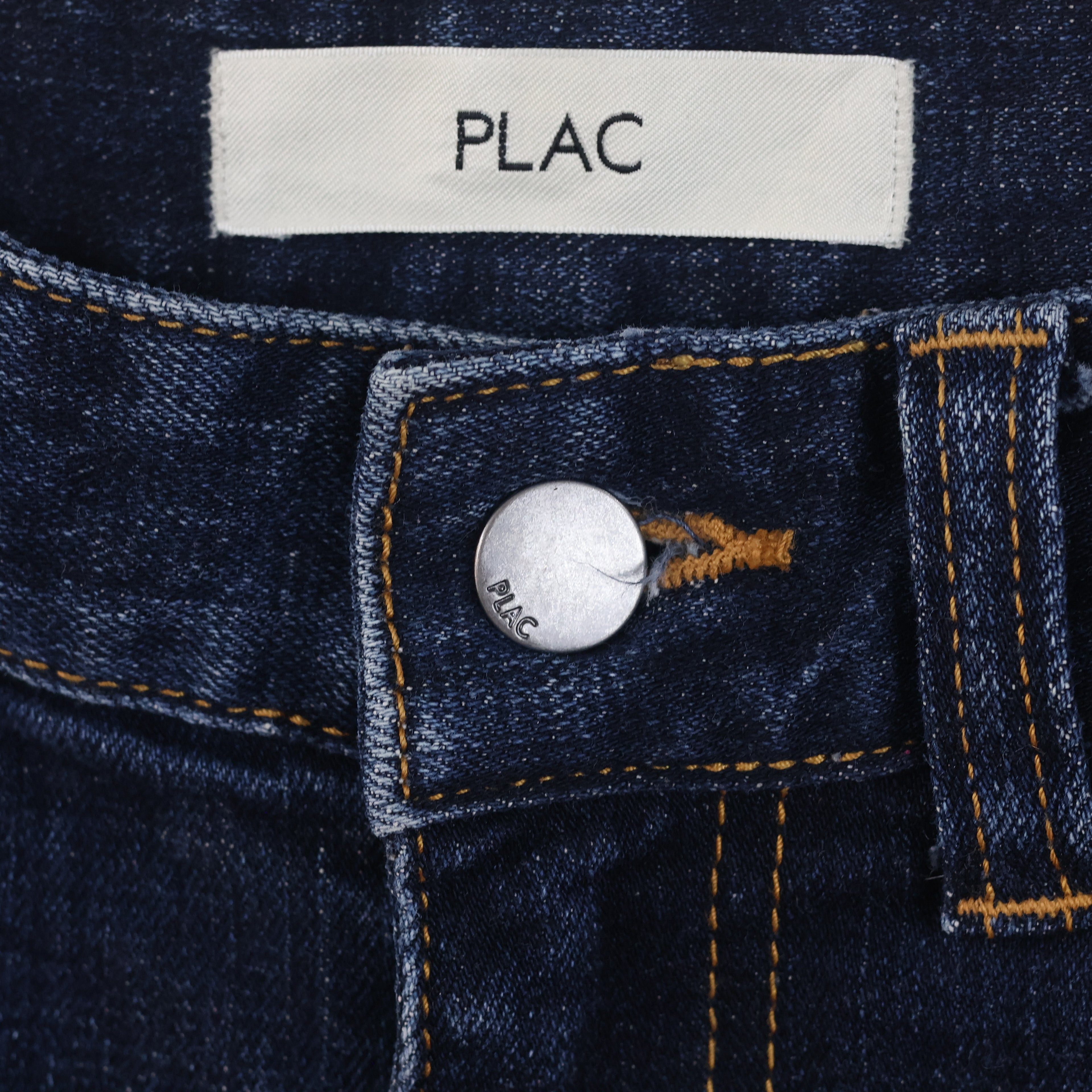 Thrifted PLAC Men's Deep Indigo Blue Ripped Jeans 30-32 Waist/ J1026