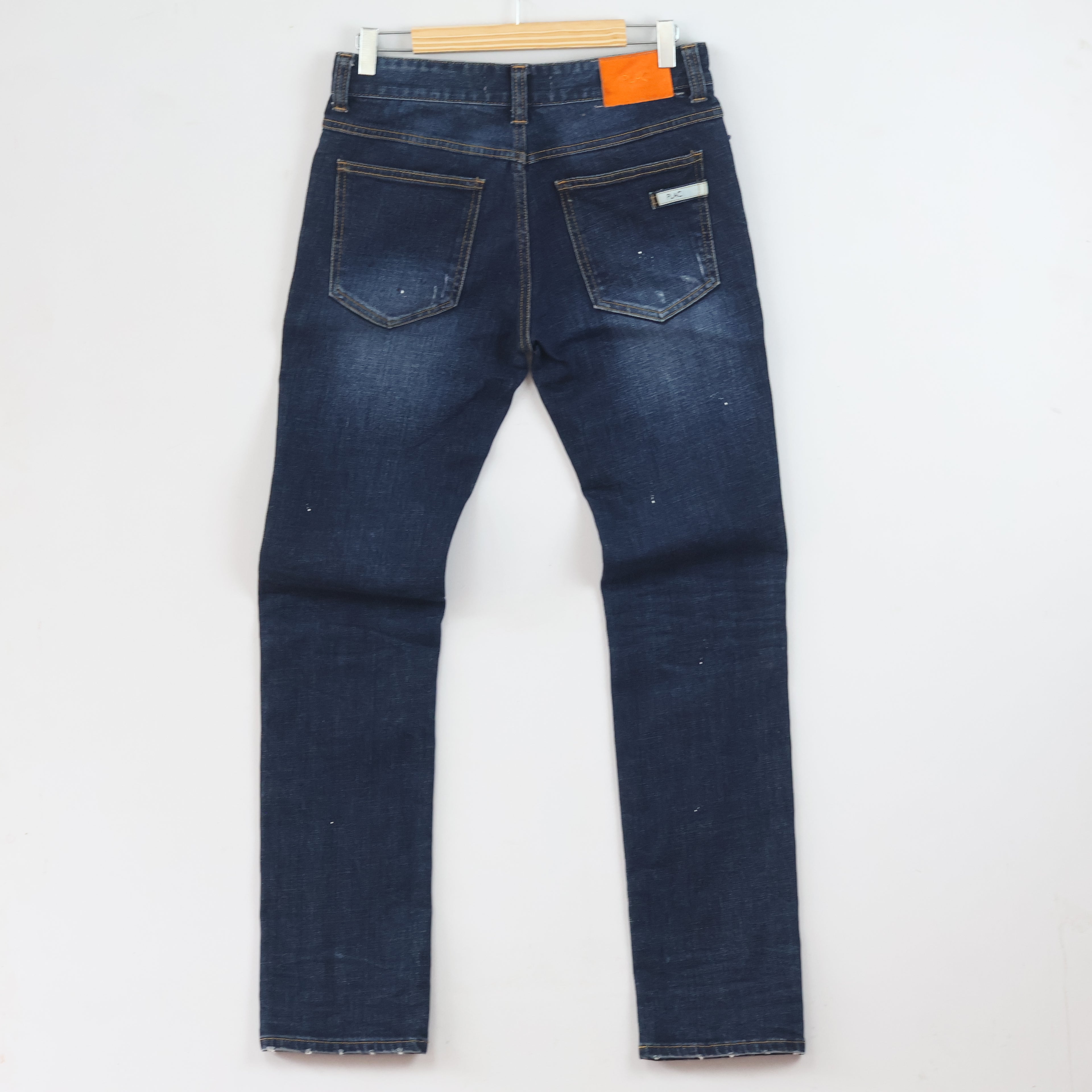 Thrifted PLAC Men's Deep Indigo Blue Ripped Jeans 30-32 Waist/ J1026