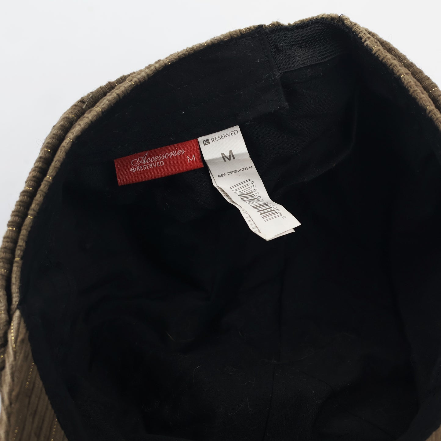 Reserved Brown Corduroy Newsboy Thrifted Cap with Gold Metallic Pinstripes - Size Adult