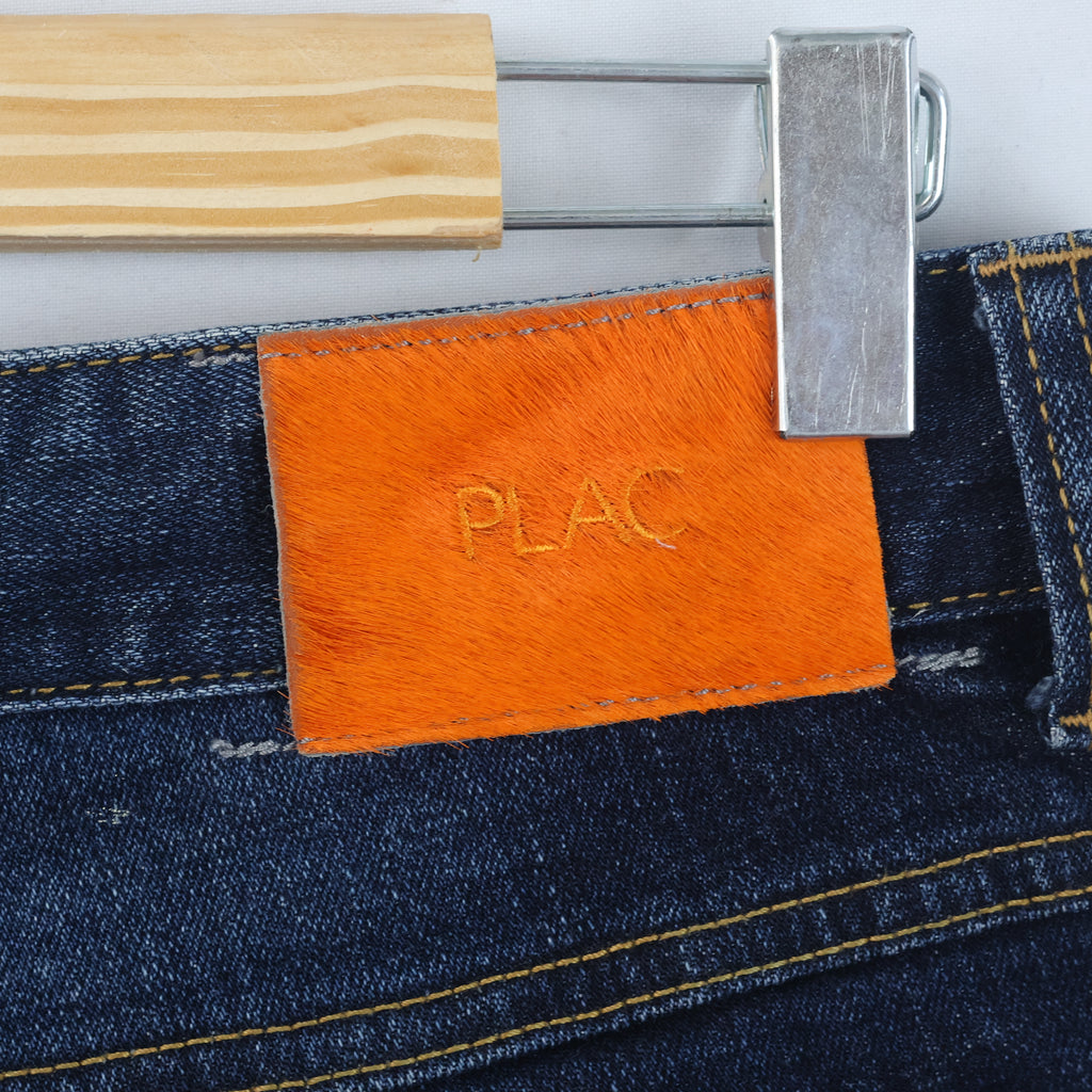 Thrifted PLAC Men's Deep Indigo Blue Ripped Jeans 30-32 Waist/ J1026
