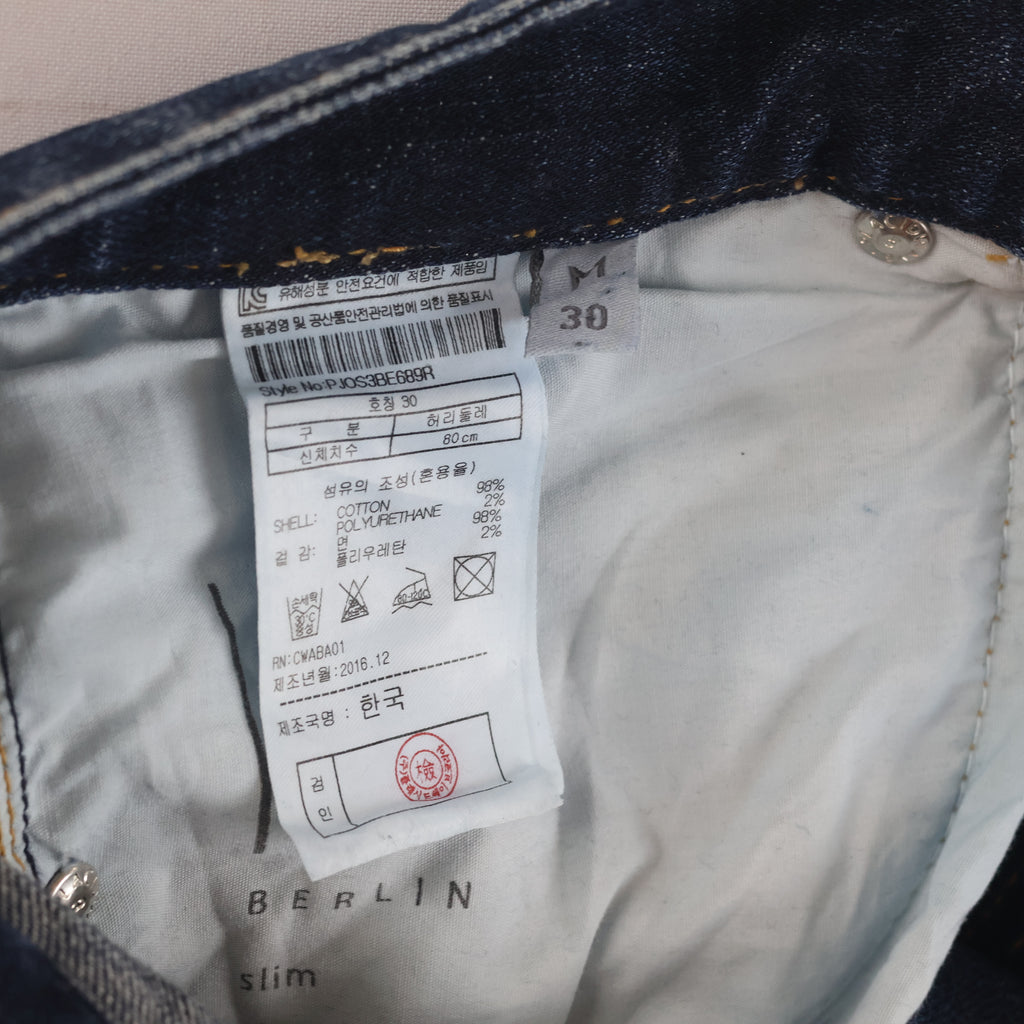 Thrifted PLAC Men's Deep Indigo Blue Ripped Jeans 30-32 Waist/ J1026