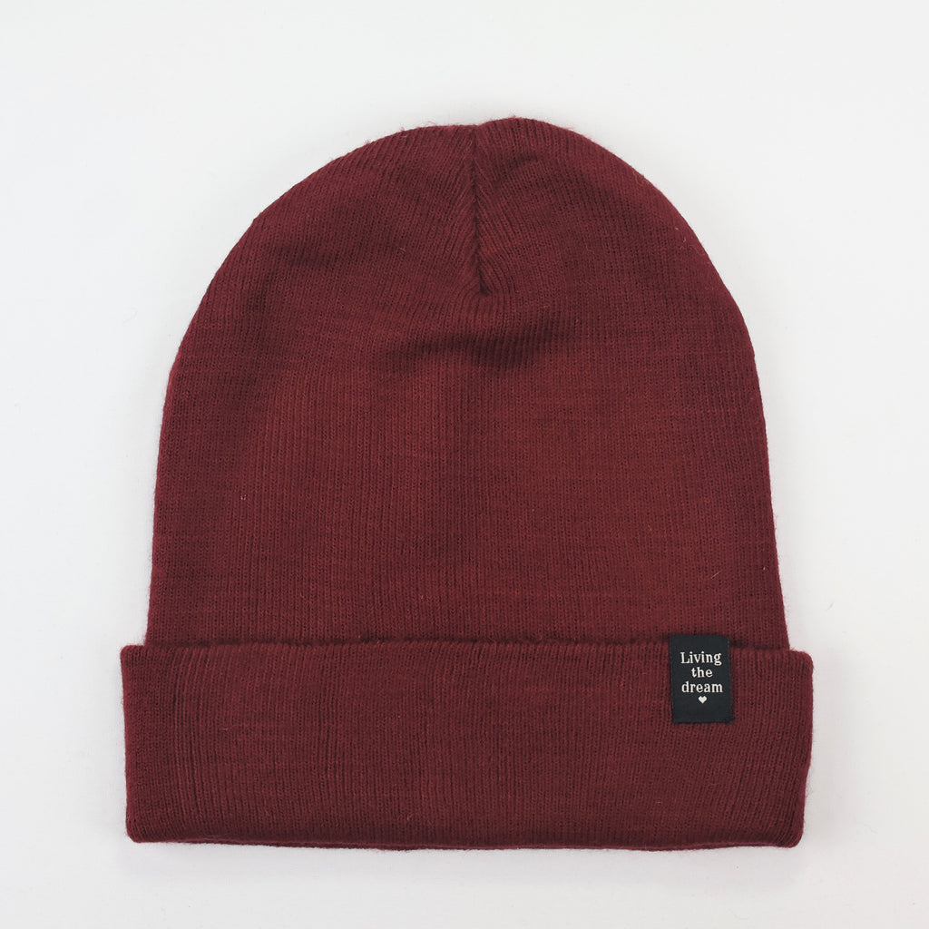 House Accessories Black Ribbed Thrifted Beanie – Minimalist Logo Patch Winter Hat