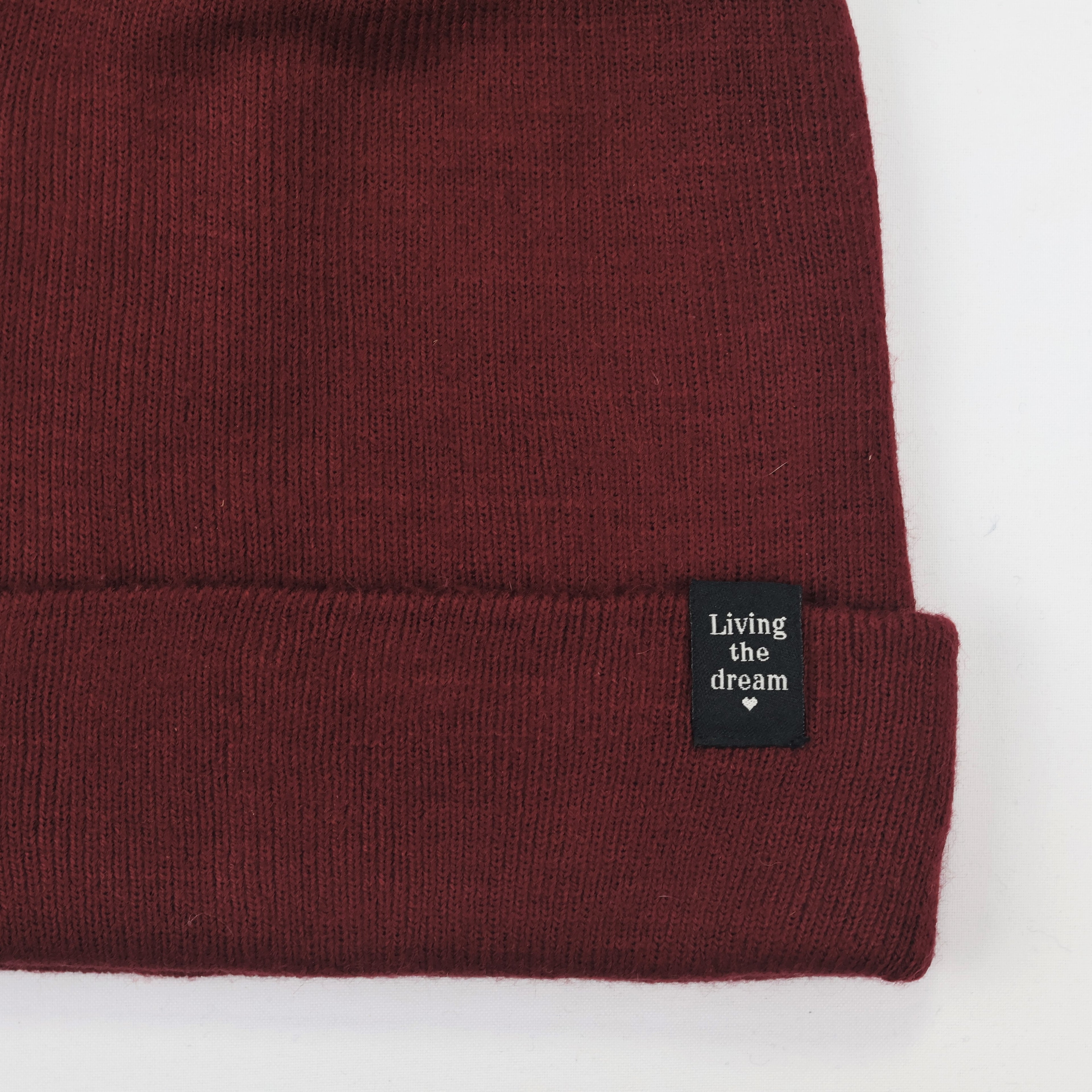 House Accessories Black Ribbed Thrifted Beanie – Minimalist Logo Patch Winter Hat