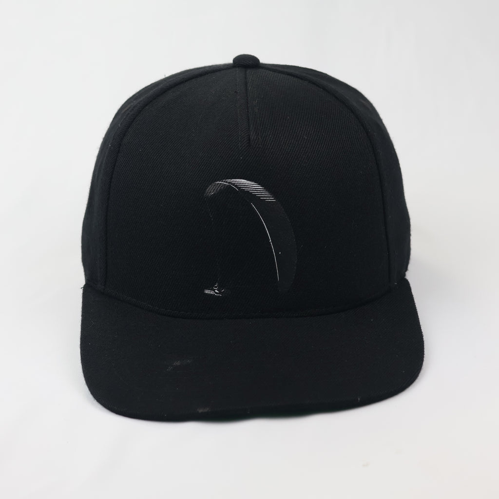 Paragliding Graphic Black Snapback Cap - Beechfield Vintage