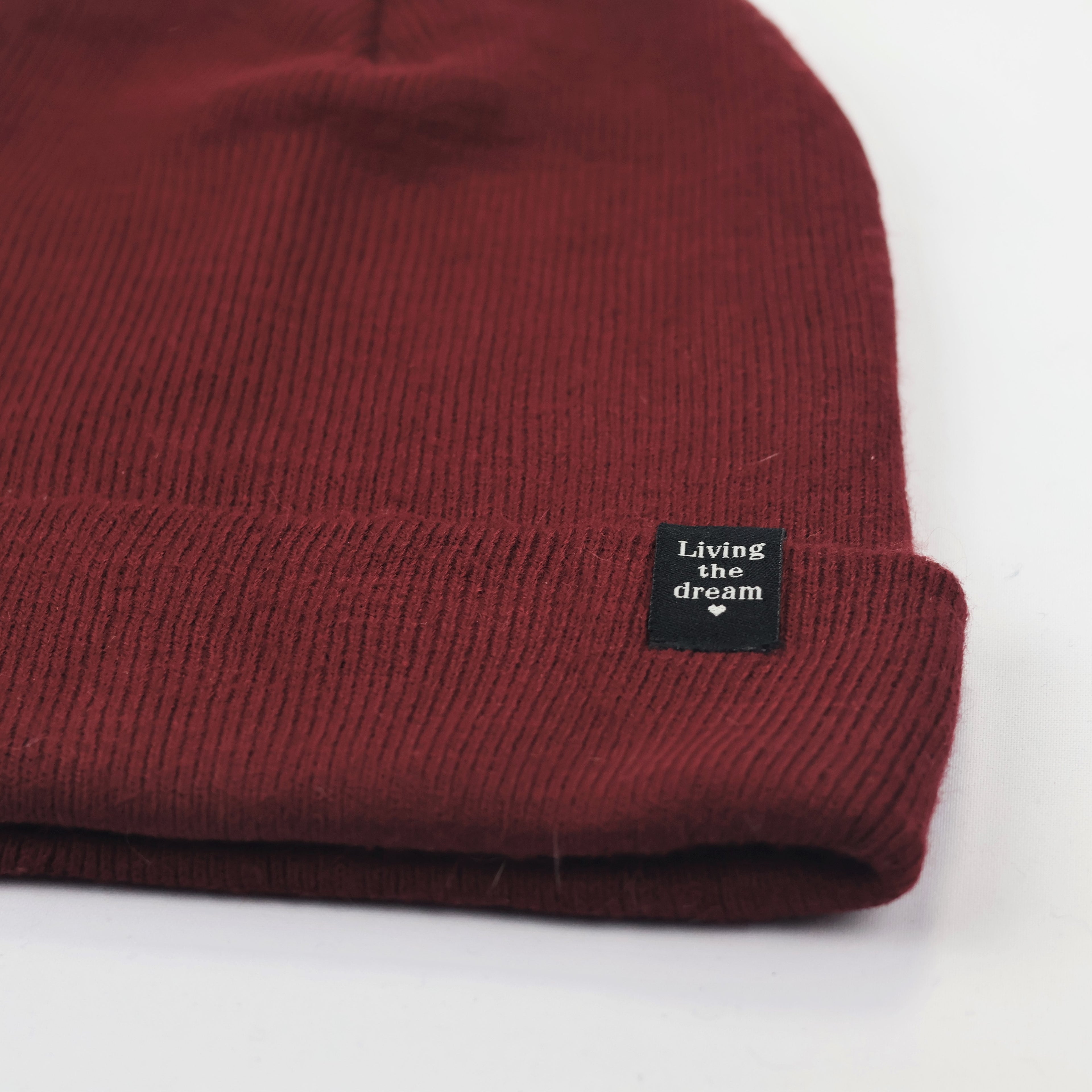 House Accessories Black Ribbed Thrifted Beanie – Minimalist Logo Patch Winter Hat