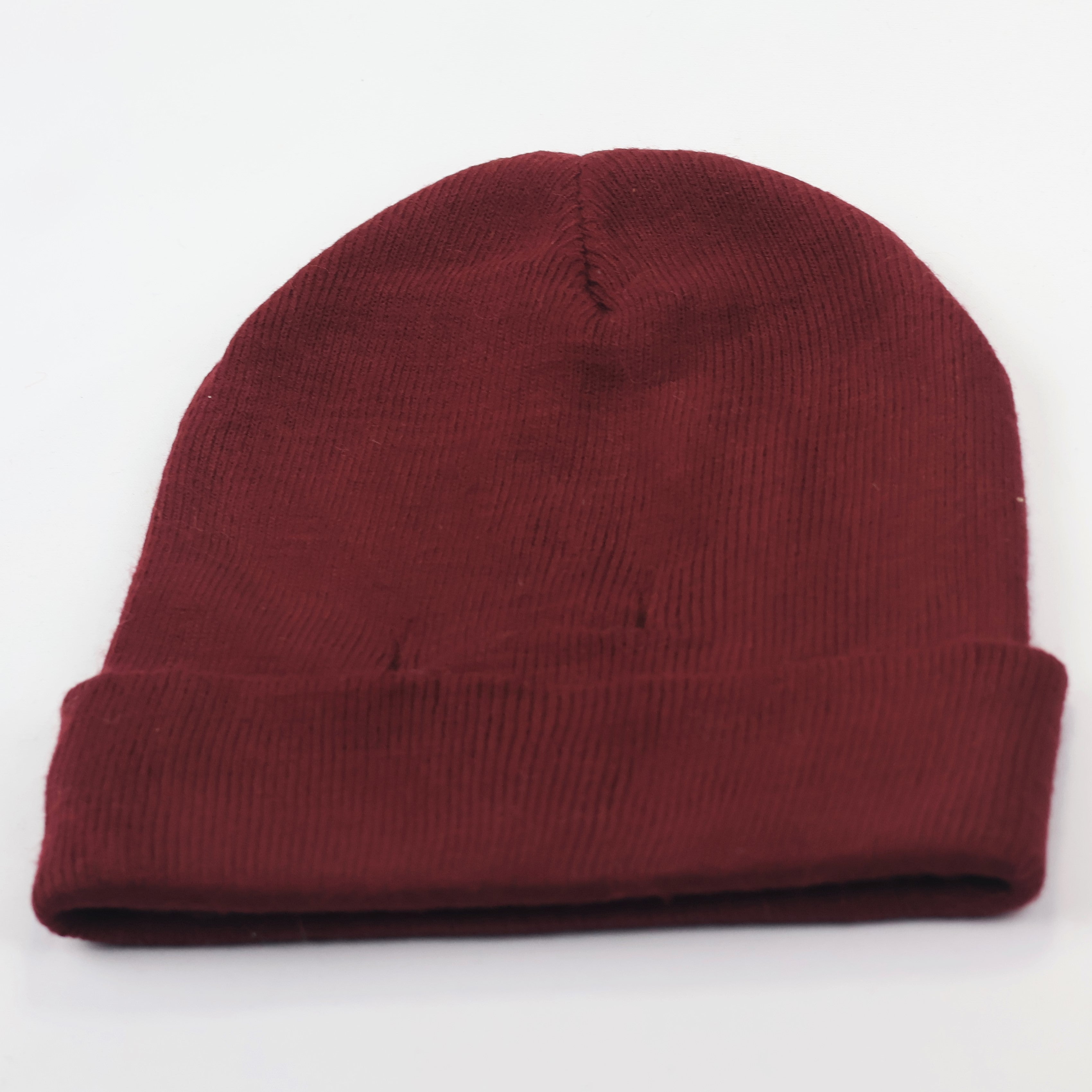 House Accessories Black Ribbed Thrifted Beanie – Minimalist Logo Patch Winter Hat