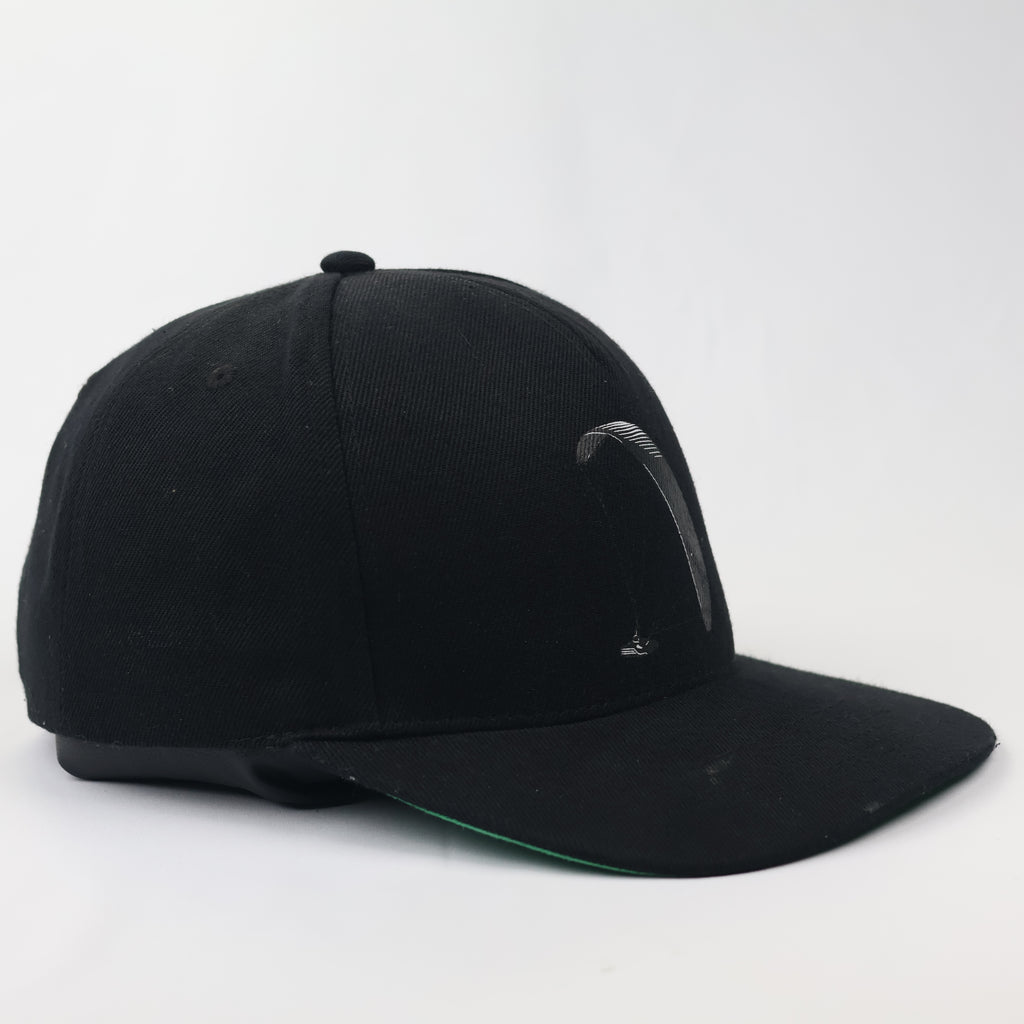 Paragliding Graphic Black Snapback Cap - Beechfield Vintage