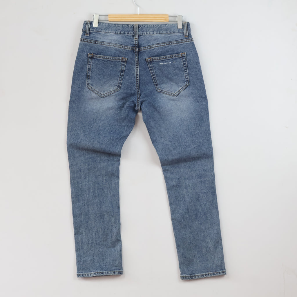 Thrifted Fatalism Men's Blue Straight Leg Denim Jeans 32 Waist/ J1025