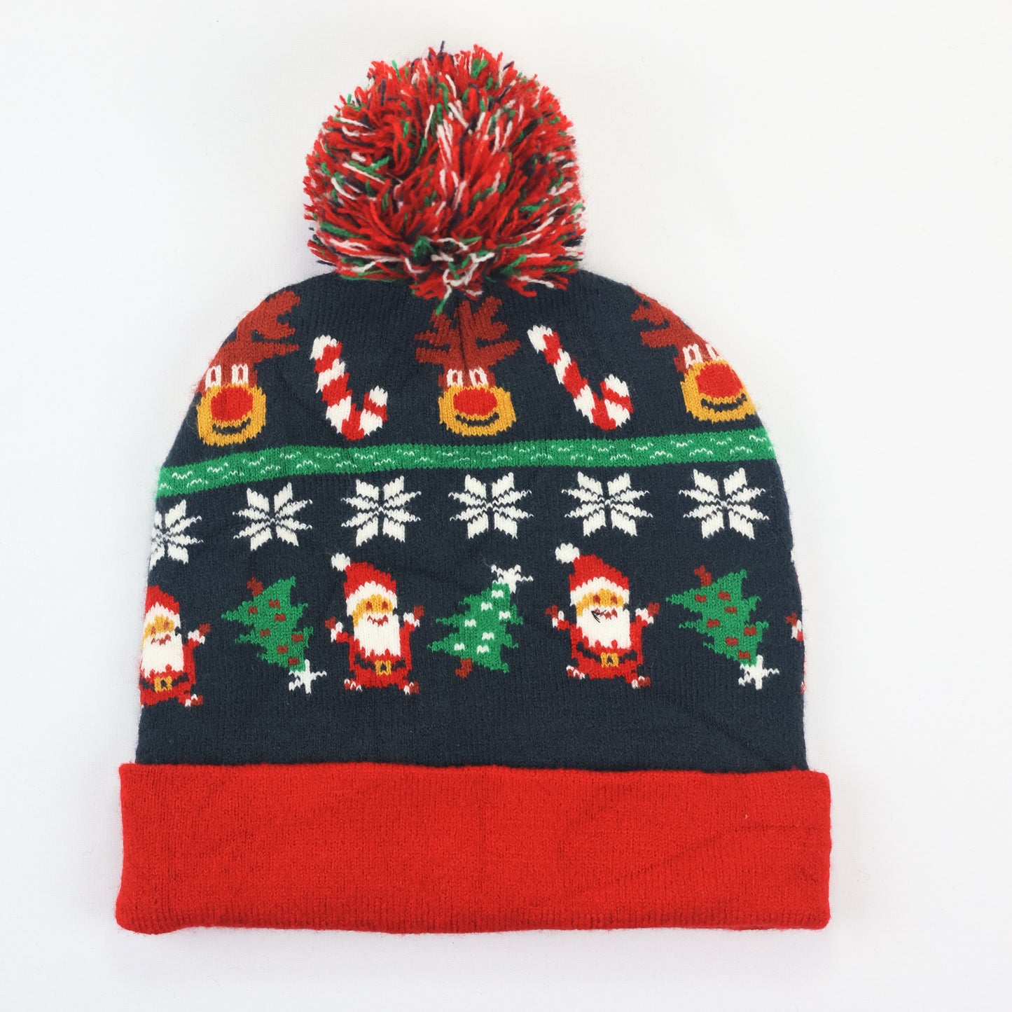 Festive Christmas Knit Beanie – Santa, Reindeer & Snowflake Pom-Pom Hat
