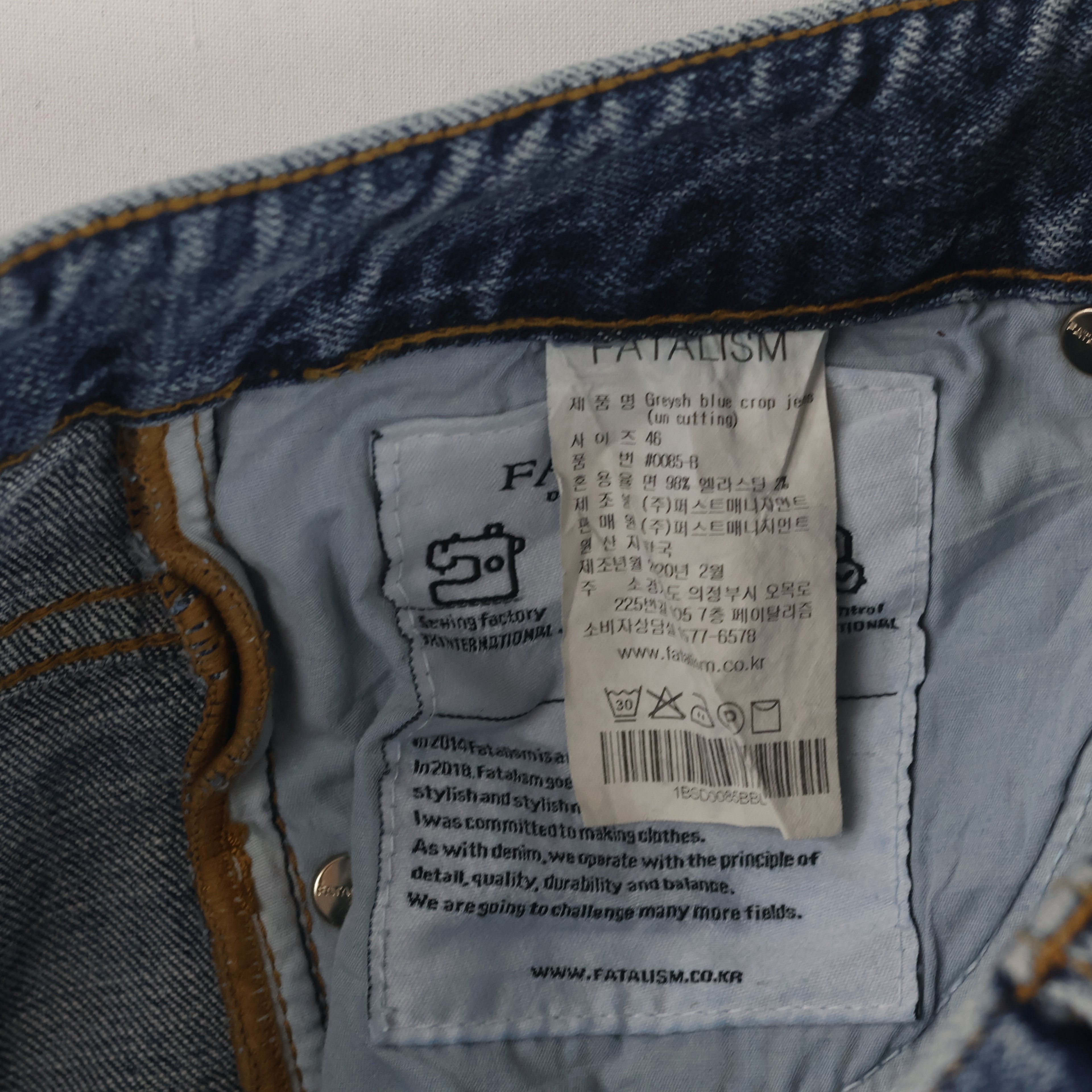 Thrifted Fatalism Men's Blue Straight Leg Denim Jeans 32 Waist/ J1025