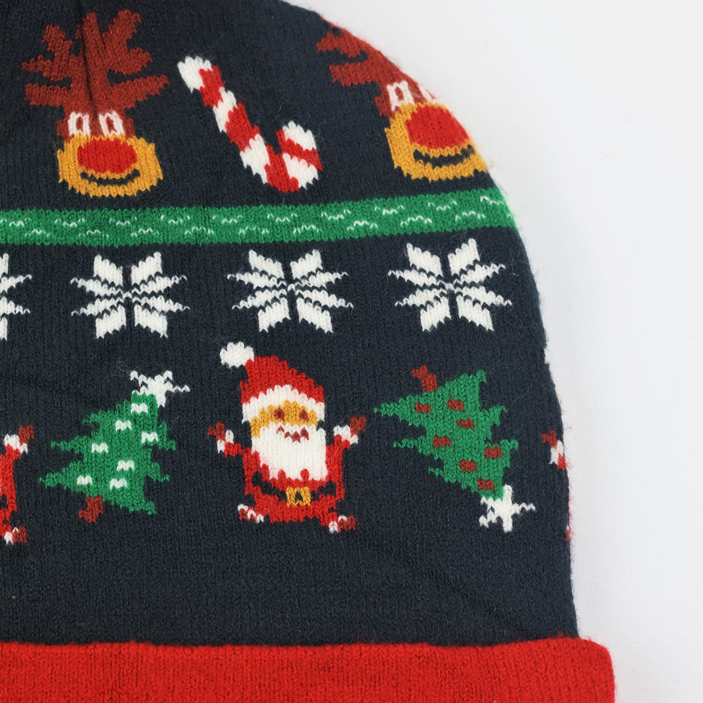 Festive Christmas Knit Beanie – Santa, Reindeer & Snowflake Pom-Pom Hat