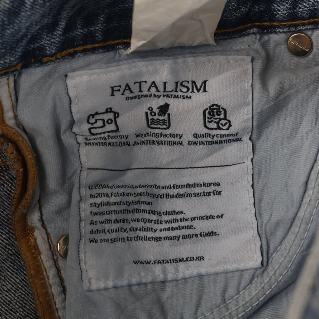 Thrifted Fatalism Men's Blue Straight Leg Denim Jeans 32 Waist/ J1025