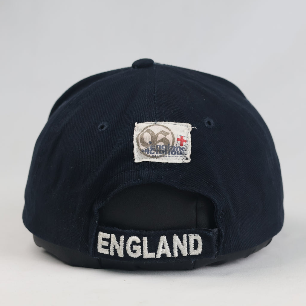 Thrifted Vintage England Football Squad Navy Strapback Cap | 10808