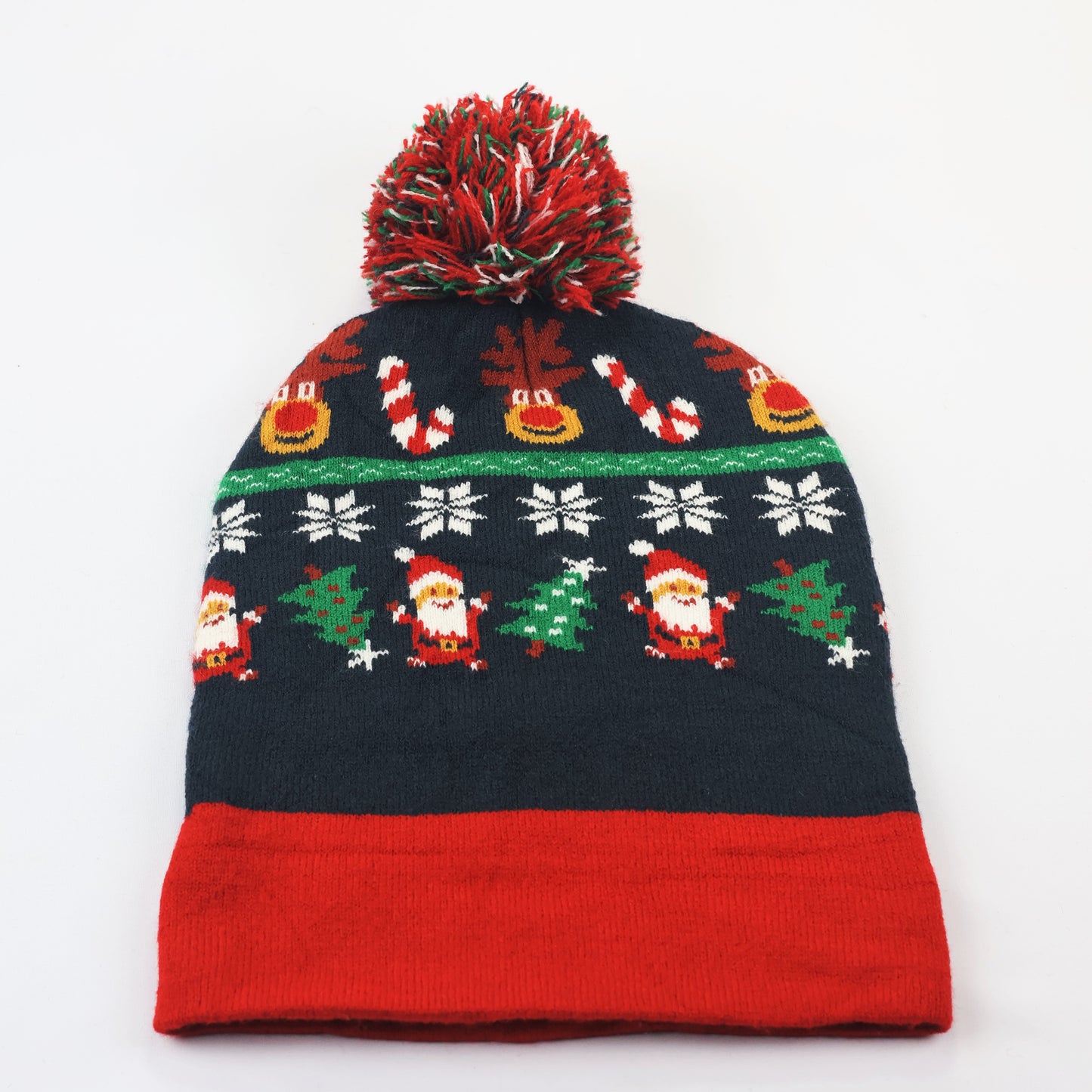 Festive Christmas Knit Beanie – Santa, Reindeer & Snowflake Pom-Pom Hat