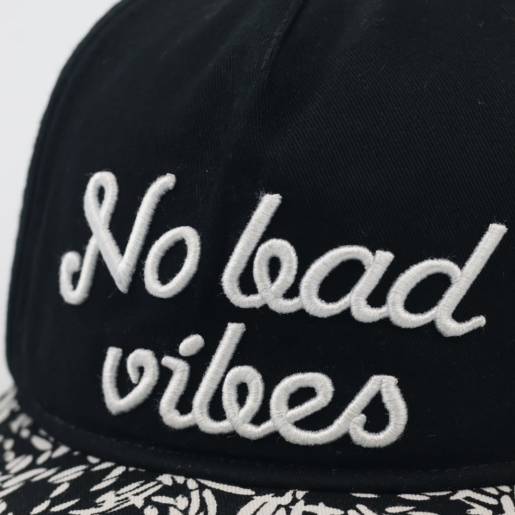 H&M "No Bad Vibes" Slogan Snapback Cap - Black & Floral