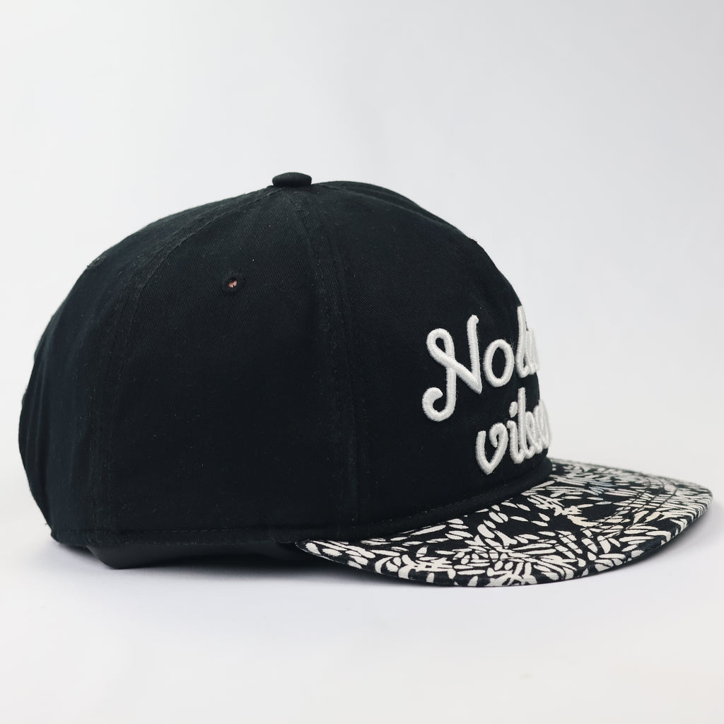 H&M "No Bad Vibes" Slogan Snapback Cap - Black & Floral