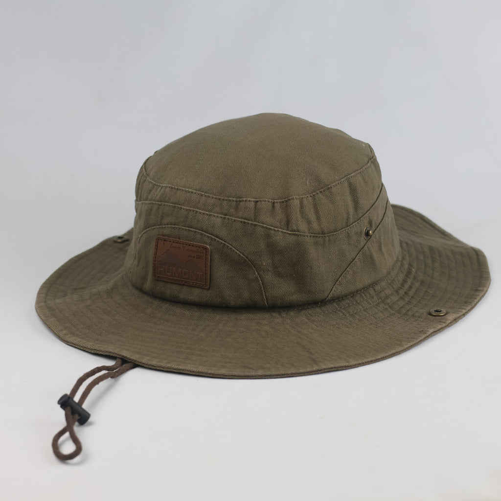 Thrifted Humont Olive Outdoor Safari Boonie Hat with Chin Cord