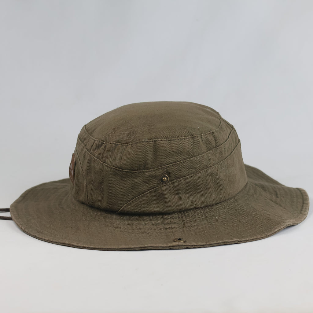 Thrifted Humont Olive Outdoor Safari Boonie Hat with Chin Cord