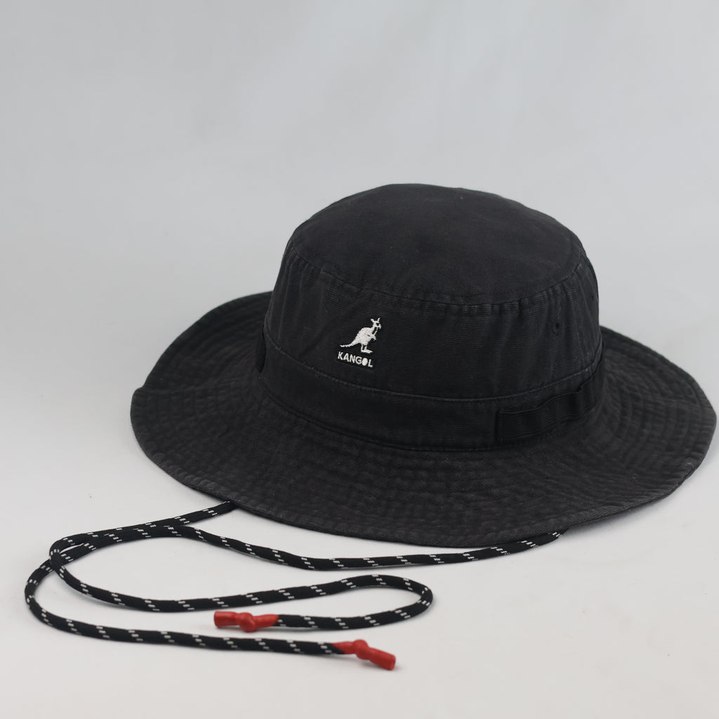 Thrifted Kangol Black Chin Strap Explorer Bucket Hat