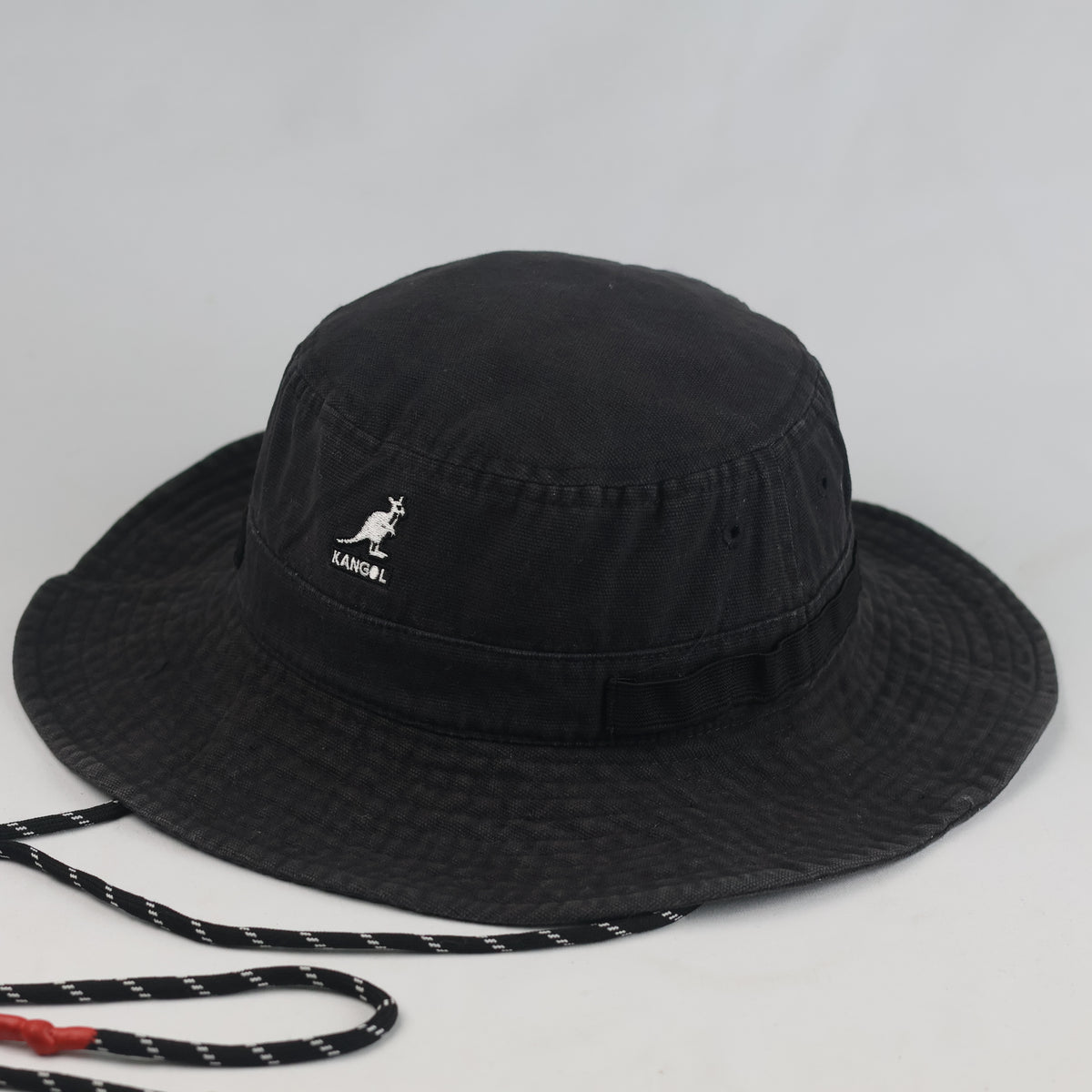 Thrifted Kangol Black Chin Strap Explorer Bucket Hat
