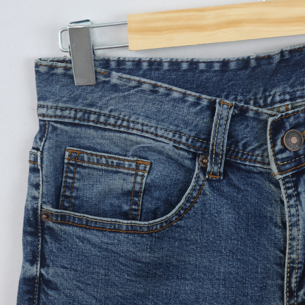 Thrifted Men's Ripped Blue Slim Fit Denim Jeans 28 Waist/ J1041