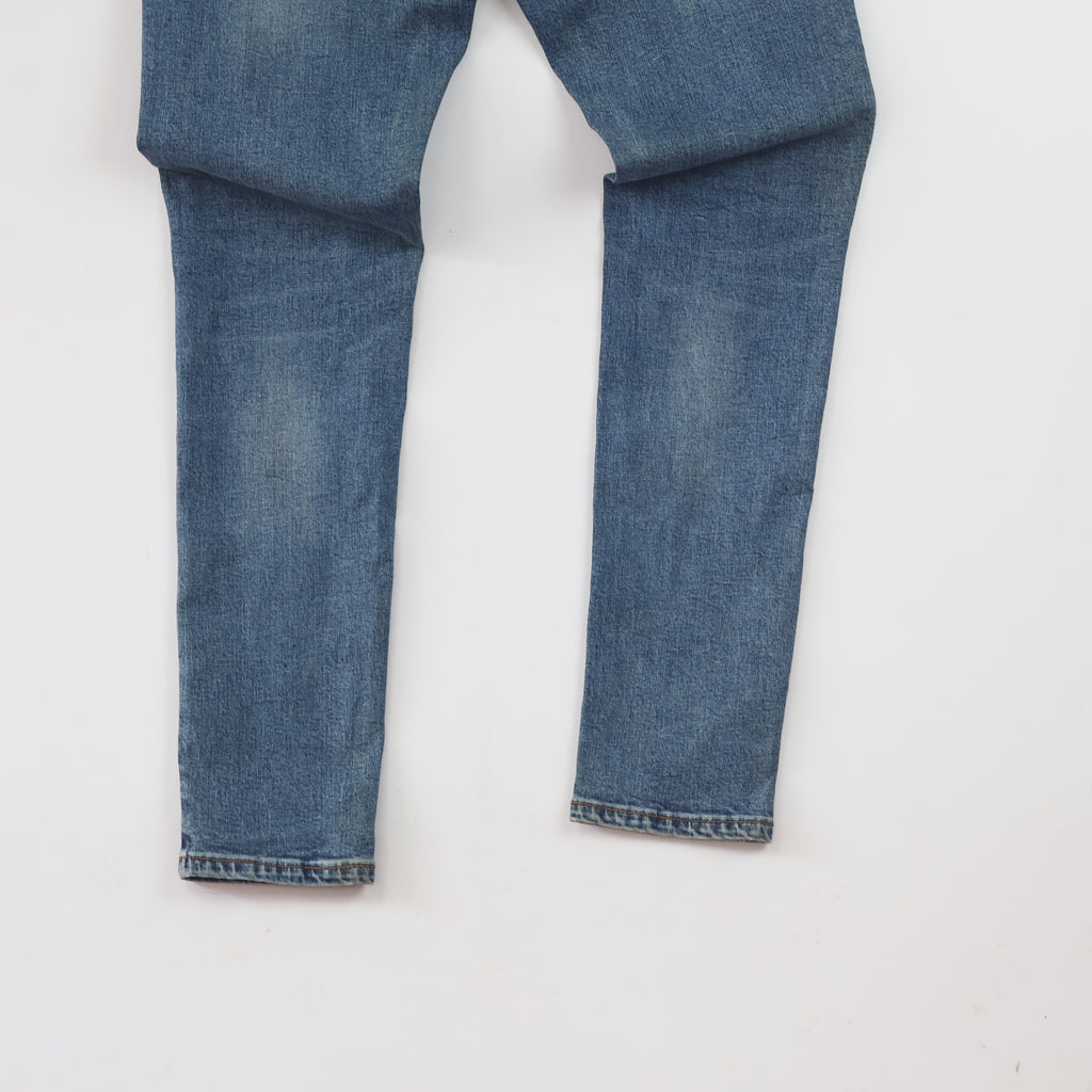 Thrifted Men's Ripped Blue Slim Fit Denim Jeans 28 Waist/ J1041