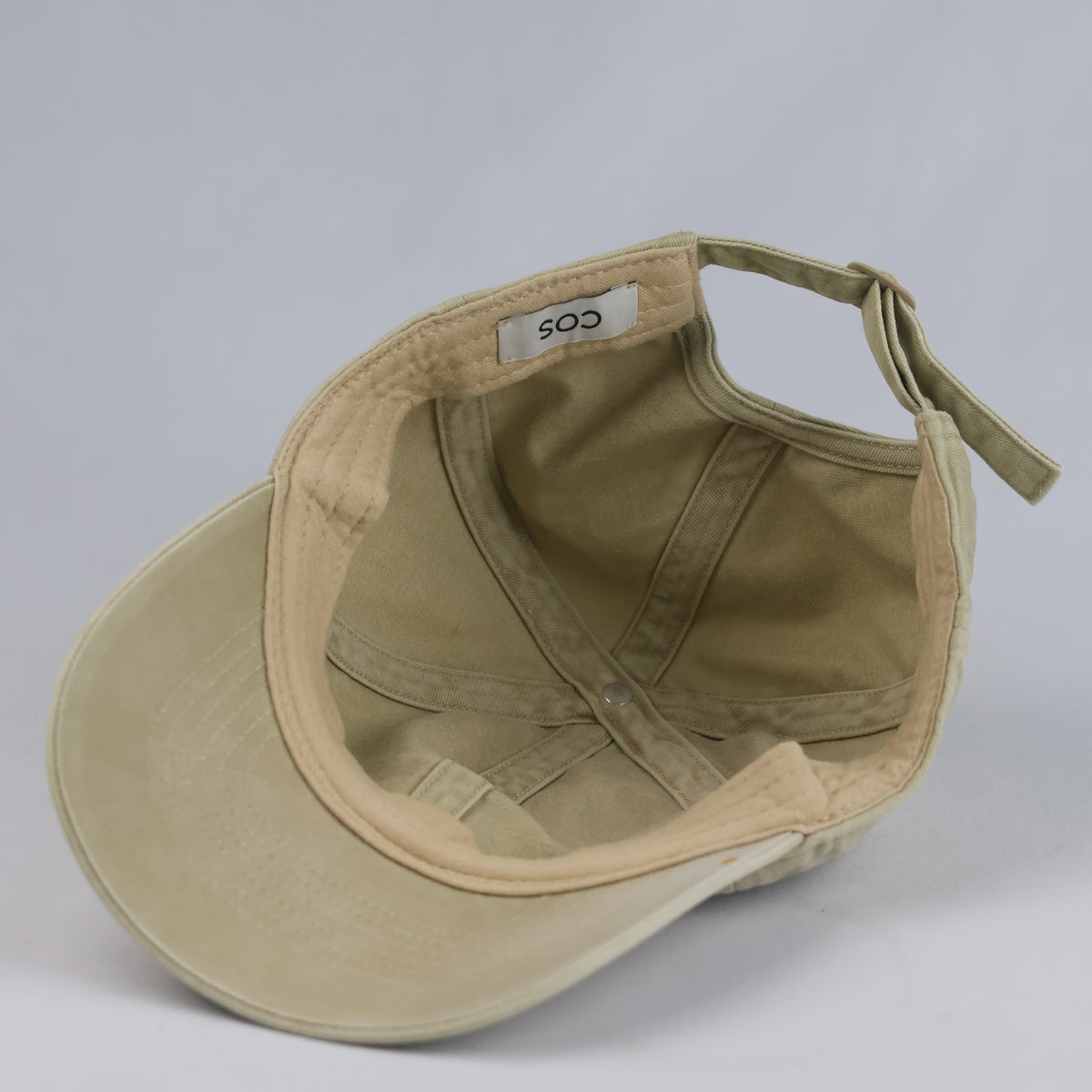 Thrifted COS Beige Blank Washed Canvas Adjustable Baseball Cap | 10807