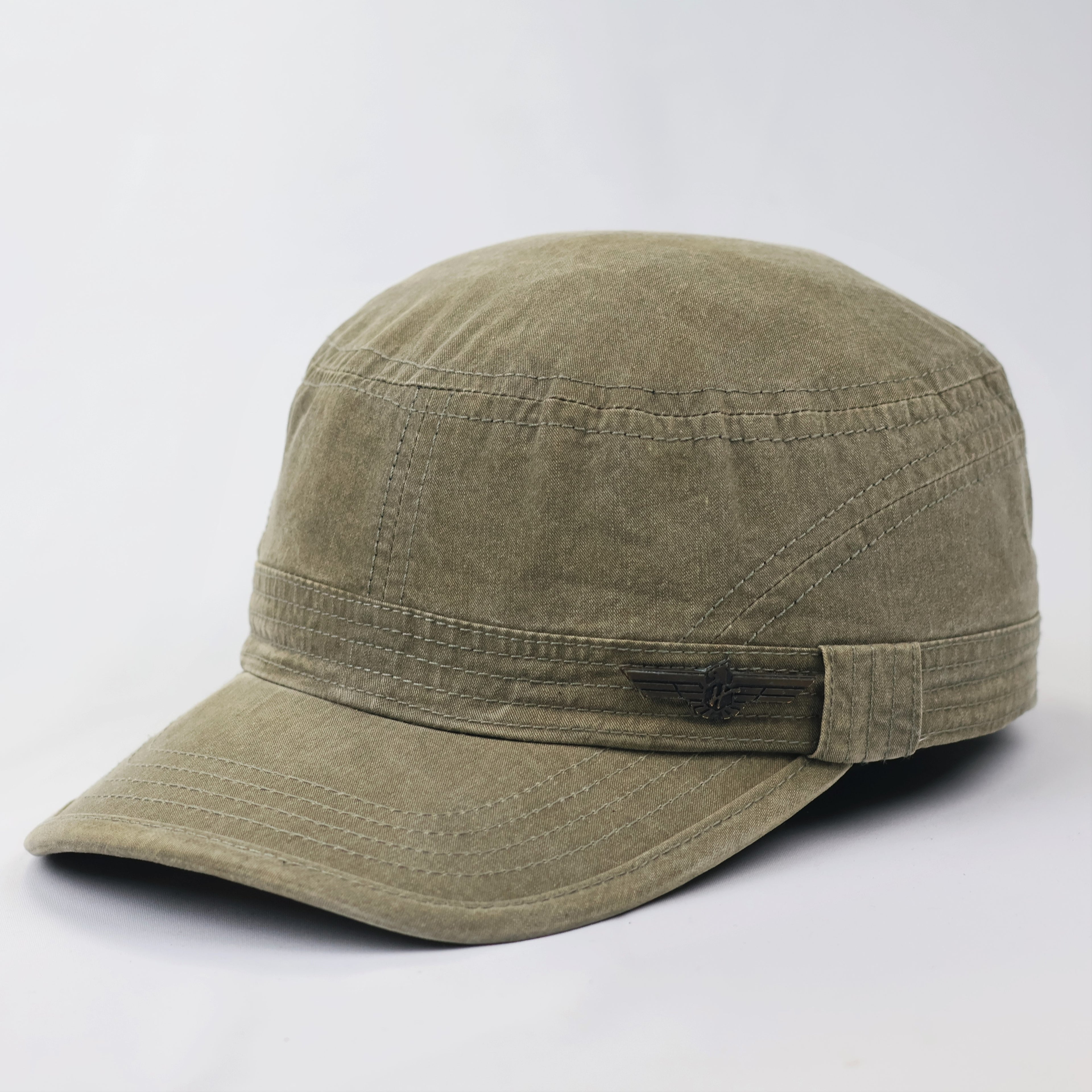 Vintage Washed Cotton Military Hat - Korean Thrifted Cadet Cap
