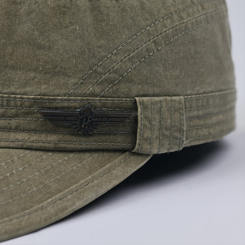 Vintage Washed Cotton Military Hat - Korean Thrifted Cadet Cap