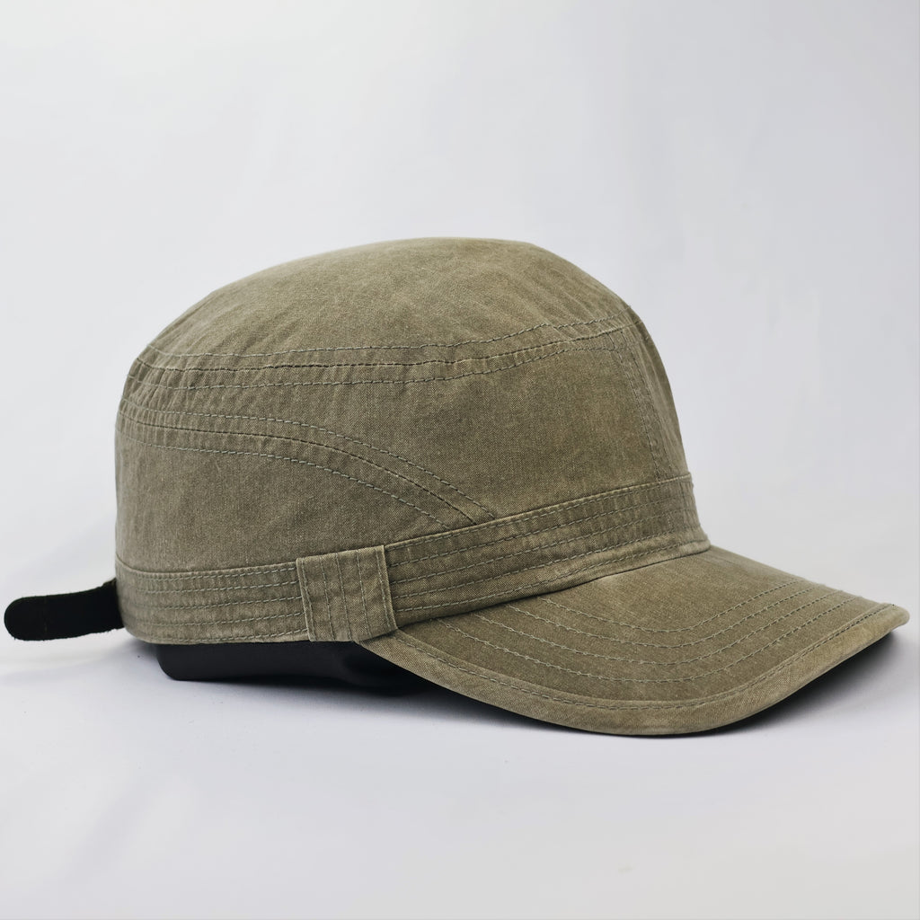 Vintage Washed Cotton Military Hat - Korean Thrifted Cadet Cap