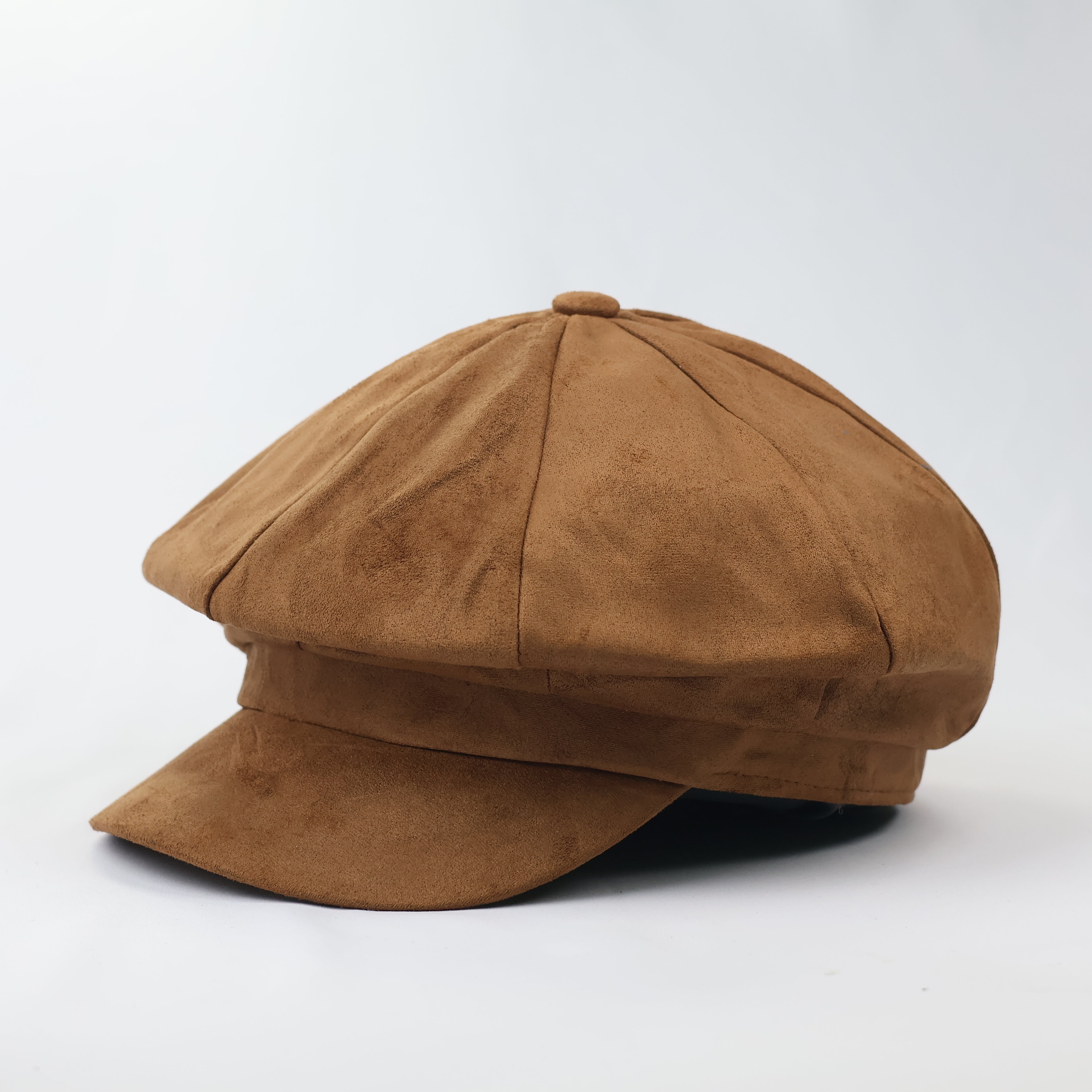 Vintage Suede Newsboy Cap - Tan Brown Baker Boy Hat