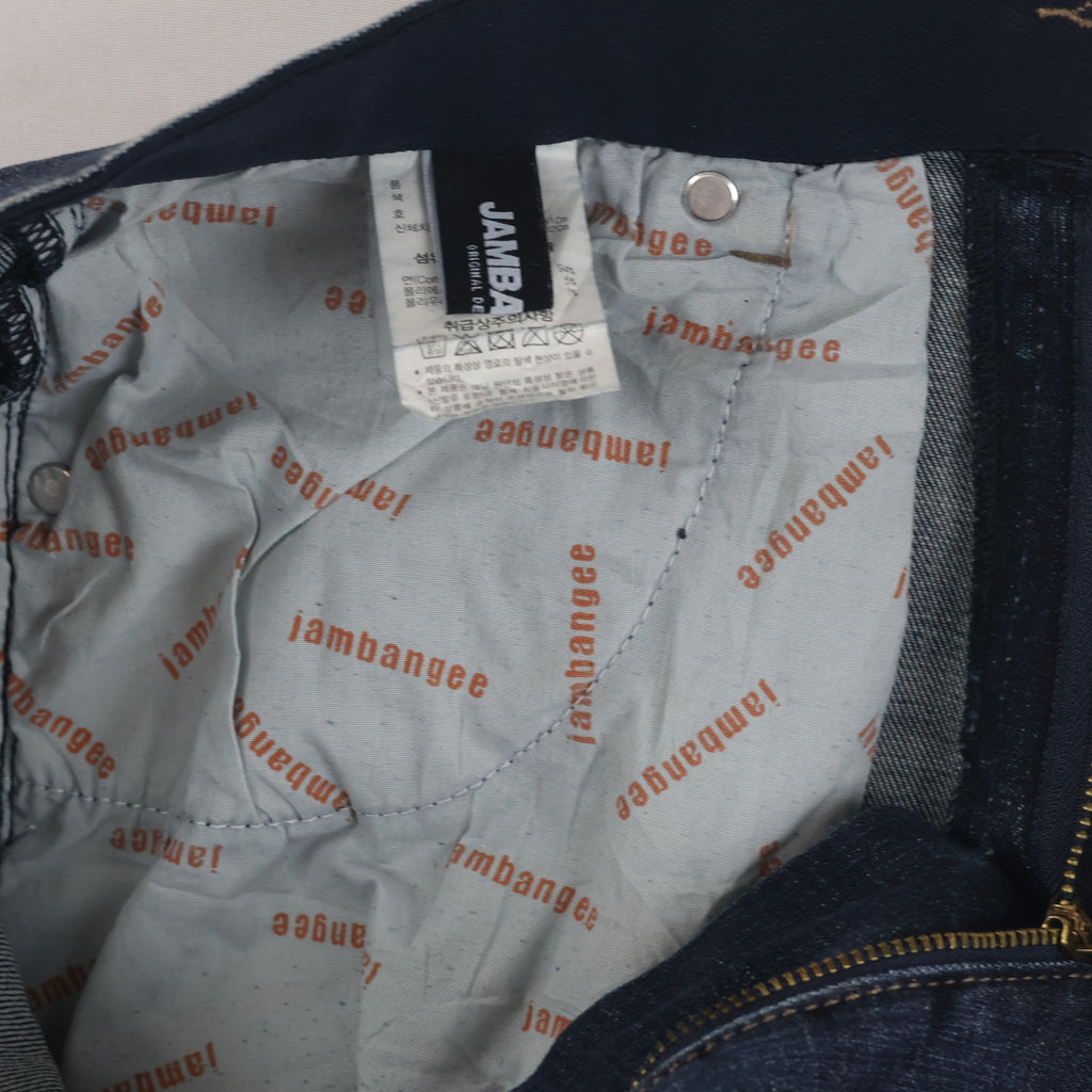 Thrifted Jambangee Men's Deep Indigo Blue Jeans 32-34 Waist/ J1038