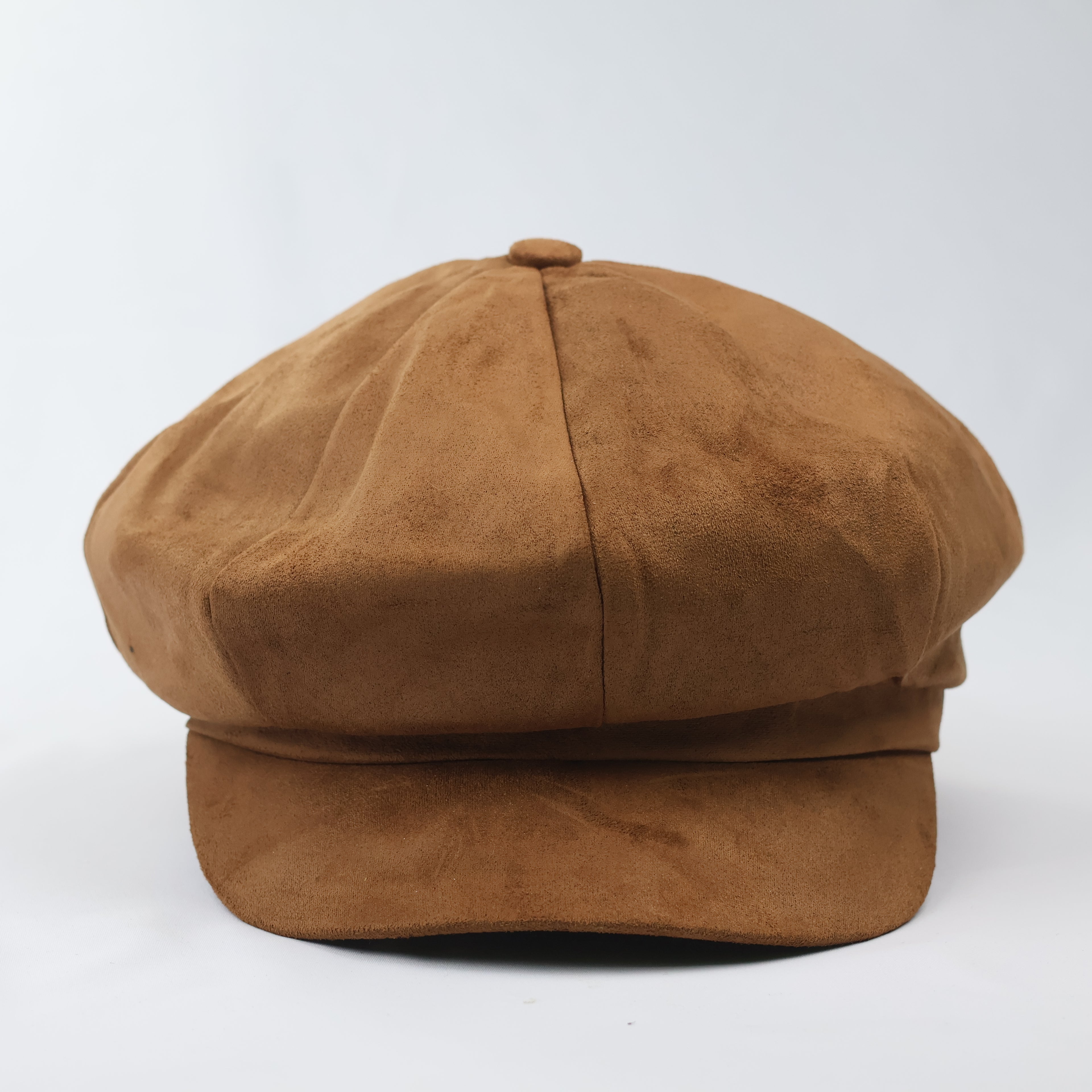 Vintage Suede Newsboy Cap - Tan Brown Baker Boy Hat